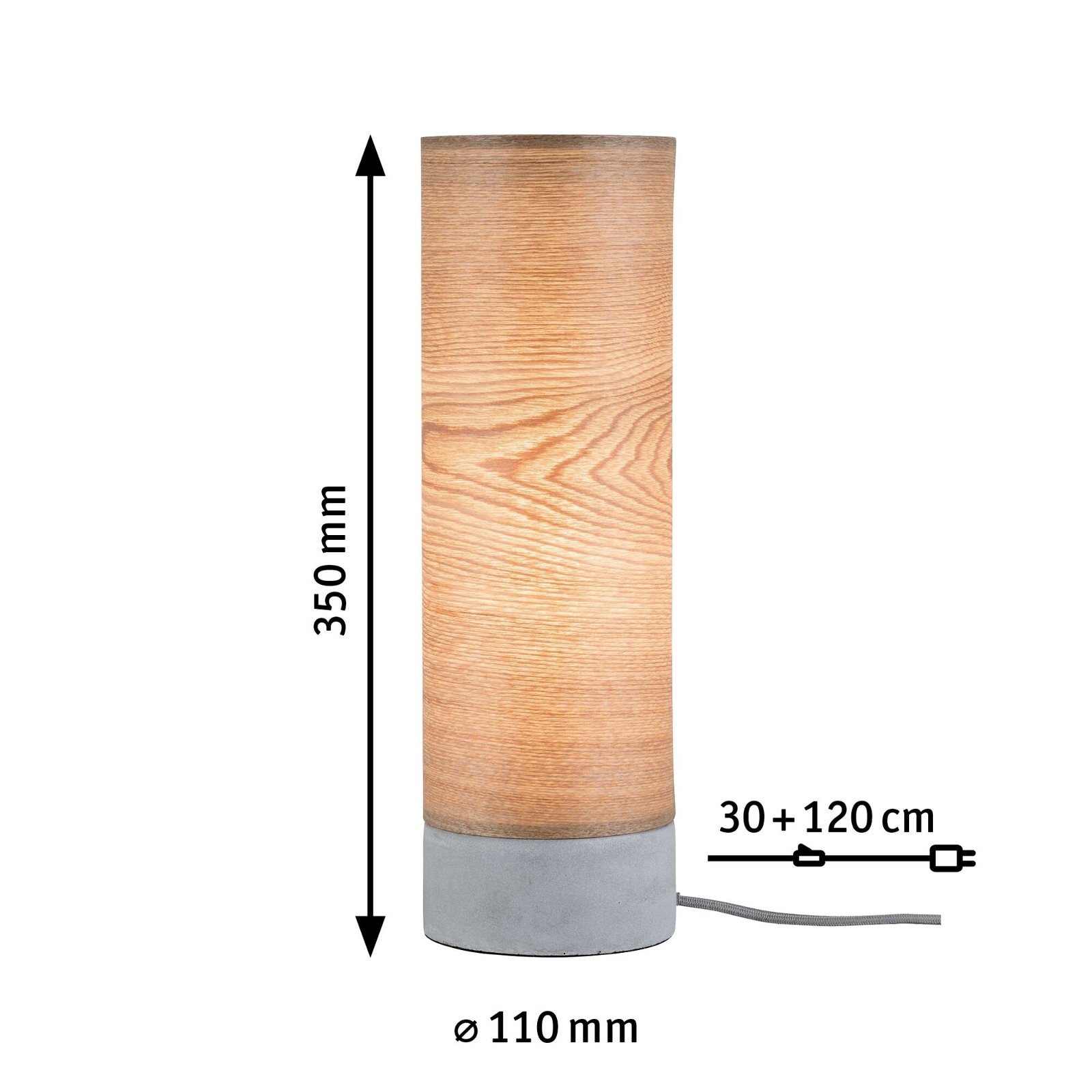 Paulmann Tischleuchte »Neordic Skadi max.1x20W E14 Grau 230V Holz/Beton«, 1 flammig, Leuchtmittel E14 | ohne Leuchtmittel