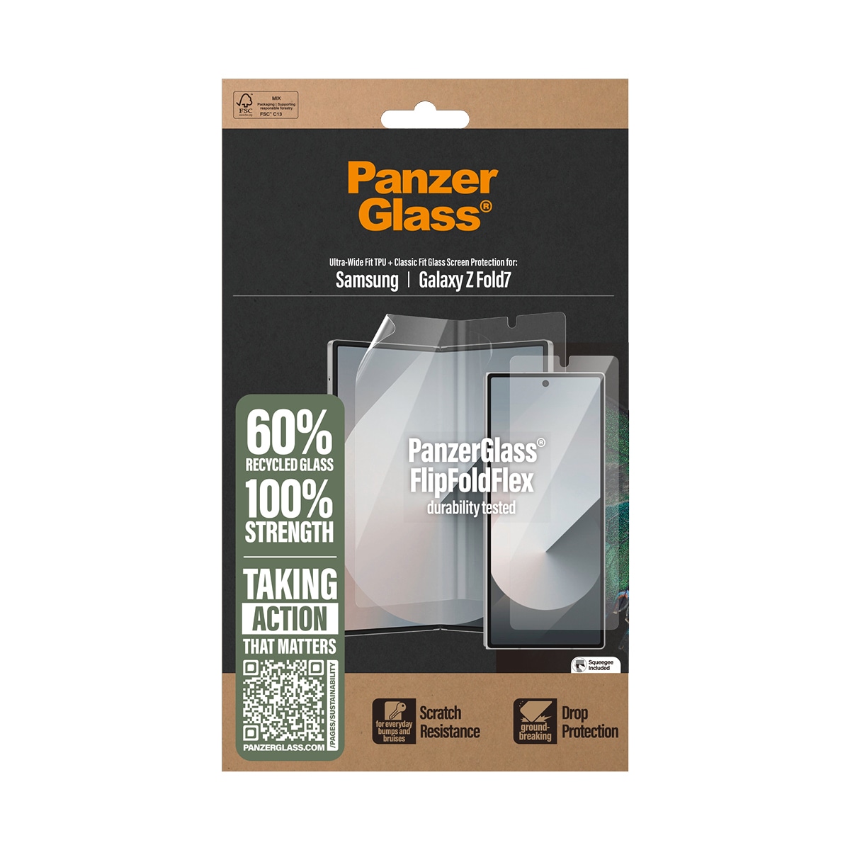 CARE by PanzerGlass Displayschutzglas »Ultra-Wide Fit Screen Protector« für Samsung Galaxy Z Fold7 Displayschutzfolie, Schutzfolie, Bildschirmschutz, kratz- & stoßfest