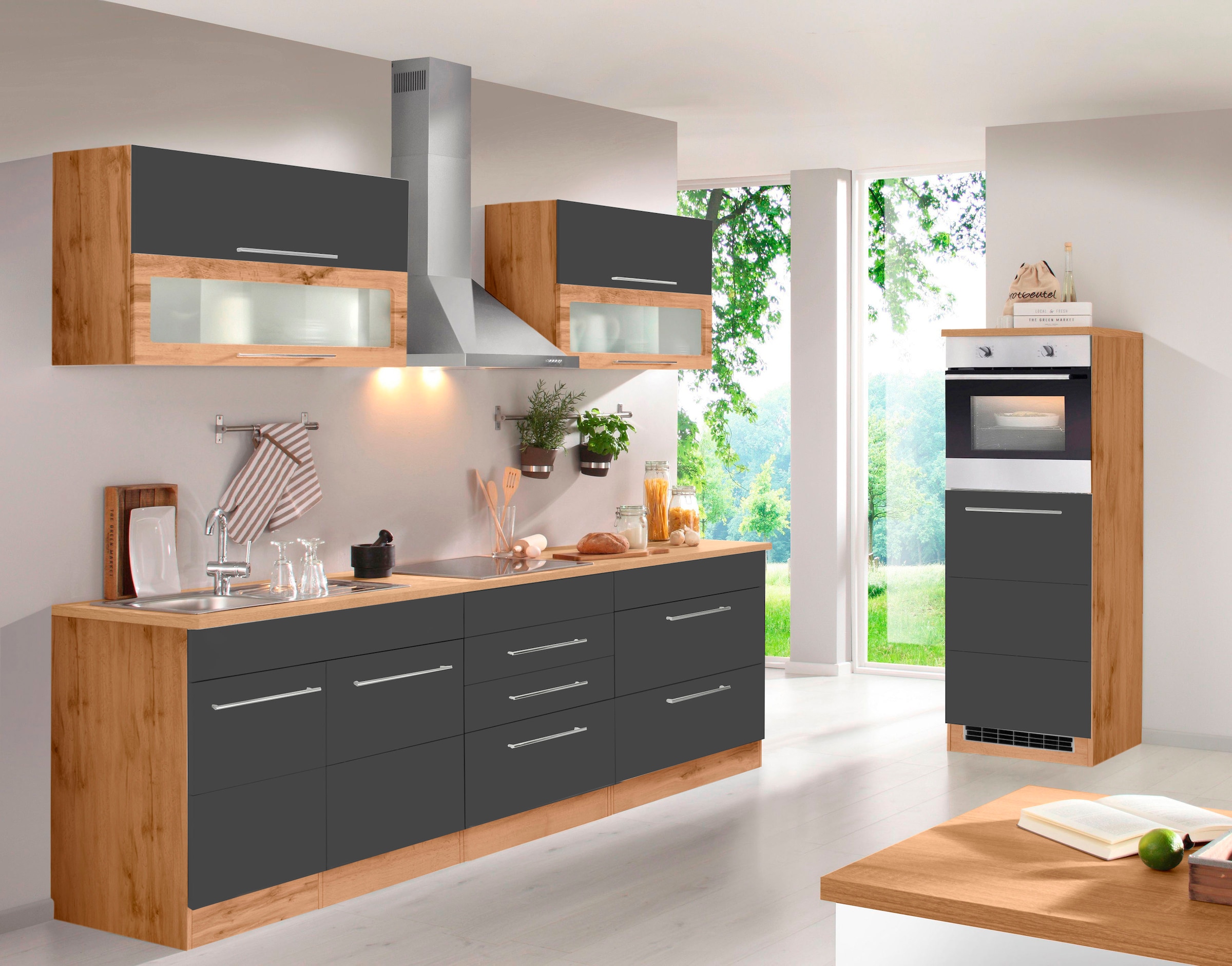 KOCHSTATION Küchenzeile »KS-Wien« Breite 340 cm, wahlweise mit E-Geräten und Induktion