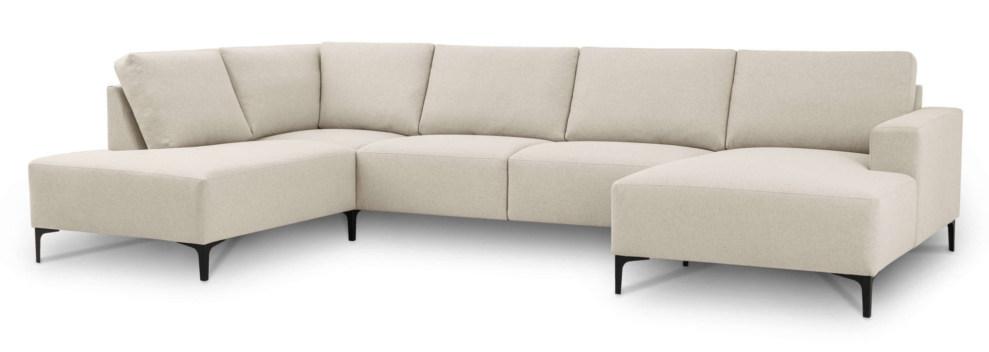 Home affaire Wohnlandschaft »Tournon U-Form, XXL Sofa, Breite 333 cm, Webstoff, Chenille«, Designsofa im nordischen Stil, Wellenunterfederung, Metallfüße