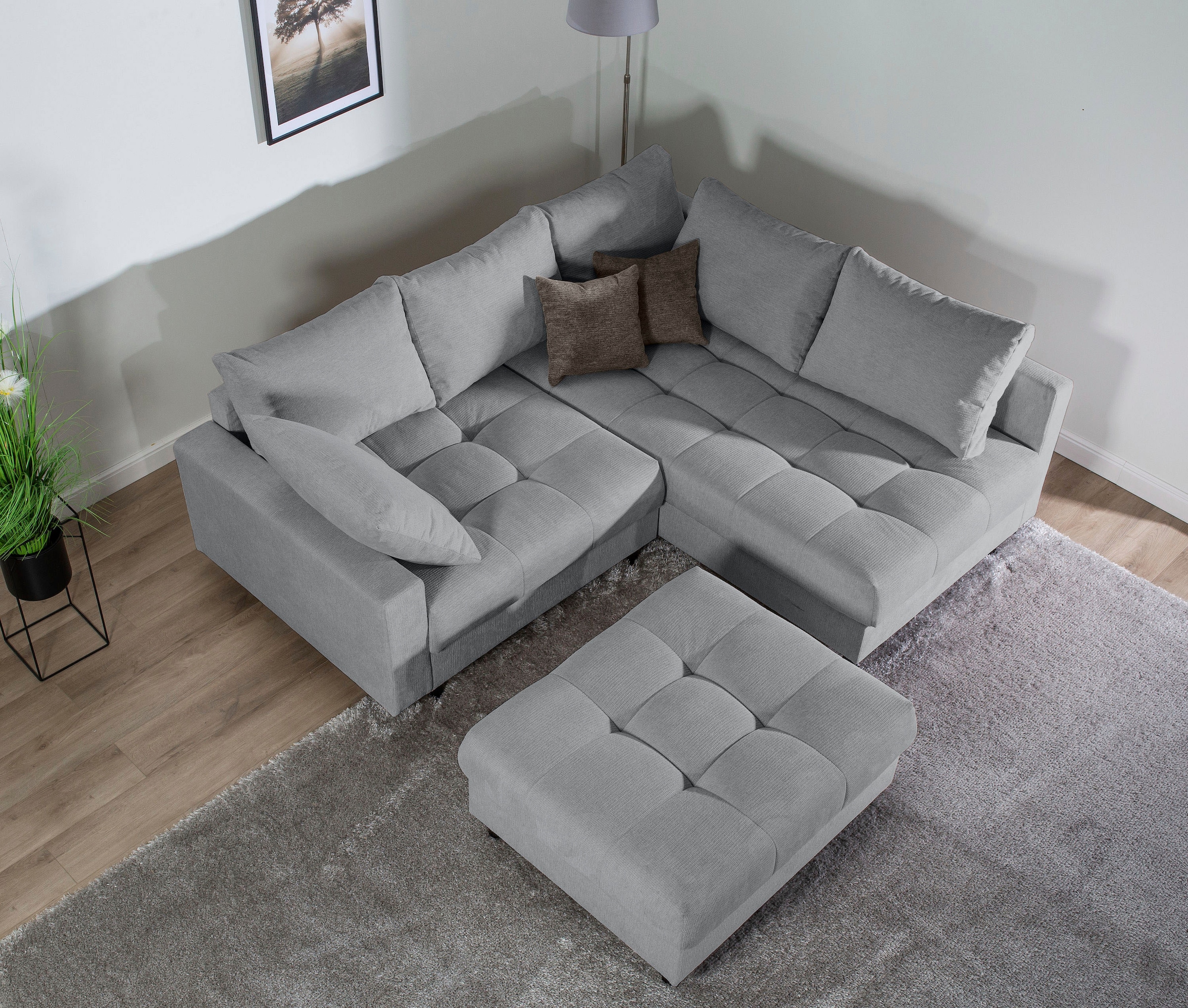 Home affaire Ecksofa »Toni L-Form«, Ottomane beidseitig montierbar, Federkern-Polsterung