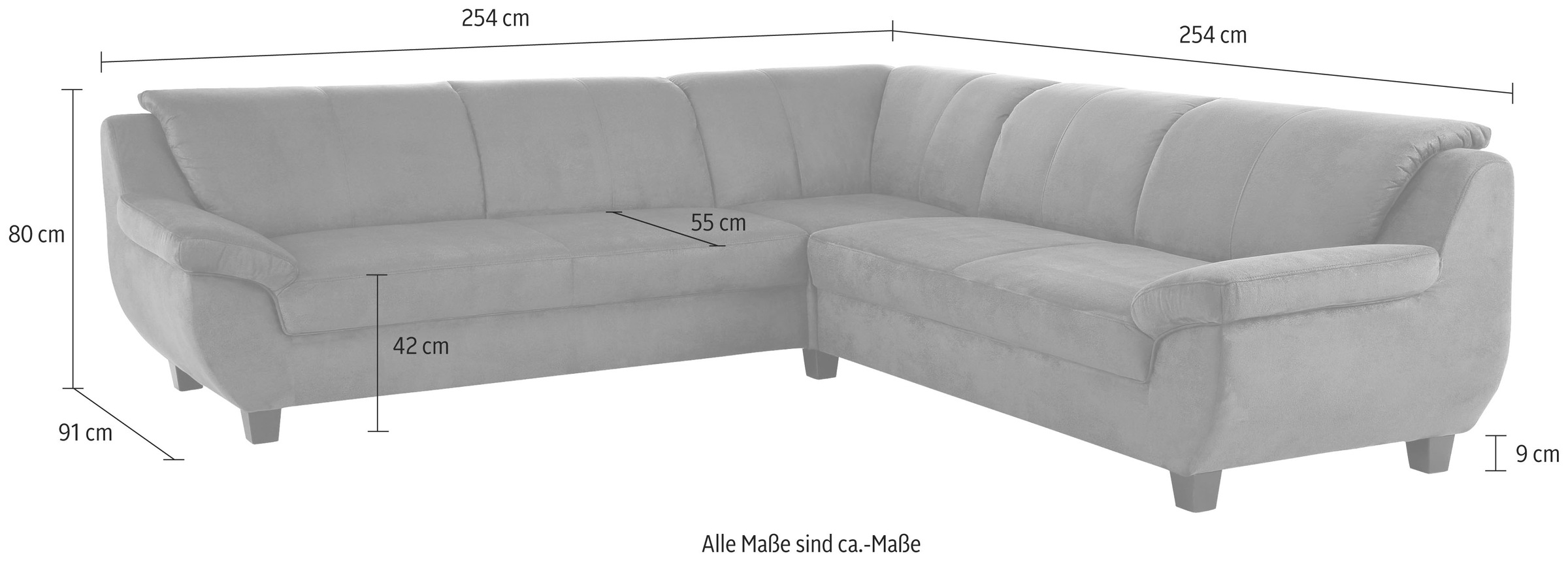 Home affaire Ecksofa »Yesterday zeitlos und elegant, bequeme Armlehnen, L-Form«, wahlweise mit Bettfunktion, auch in Cord