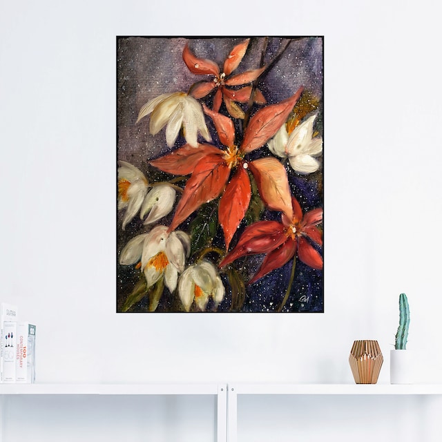 Artland Wandbild »Weihnachtsstern mit Christrose«, Blumenbilder, (1 St.),  als Alubild, Leinwandbild, Wandaufkleber oder Poster in versch. Größen auf  Rechnung bestellen