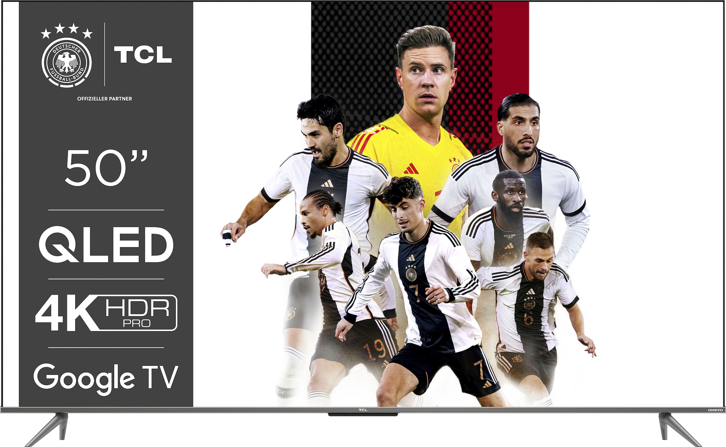 TCL QLED-Fernseher »50C735X2«, 4K Ultra HD, Smart-TV-Google TV, HDR Premium, Dolby Atmos, HDMI 2.1, Metallgehäuse, ONKYO-Sound