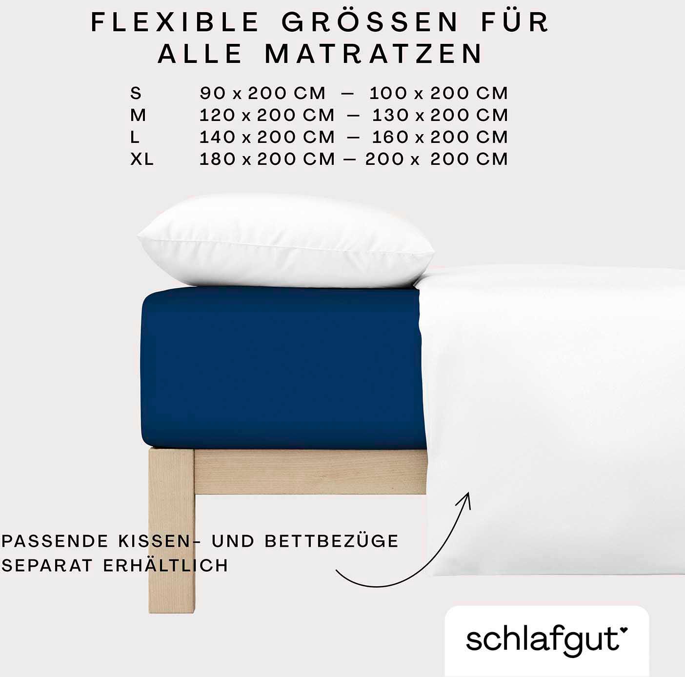 Schlafgut Spannbettlaken »CASUAL u.a. in Gr. 90x200, 140x200 oder 180x200 cm, 100% Bio-Baumwolle«, Bettlaken für Matratzen bis 25 cm Höhe, zuverlässig, langlebig, weich