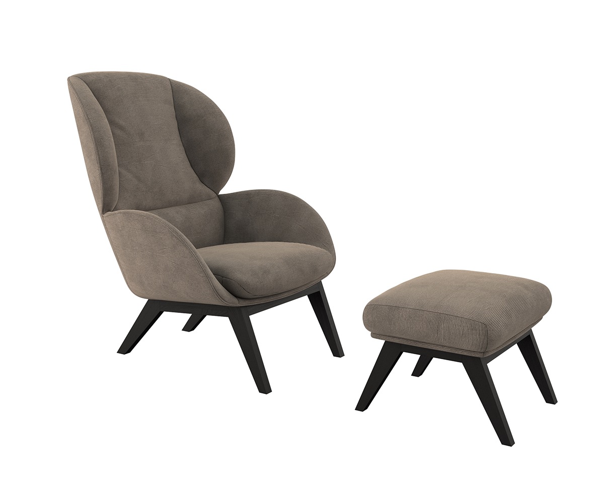 FLEXLUX Ohrensessel »Adria Designsessel, Loungesessel,«, Stil & Komfort, organische Form, Fuß Holz schwarz