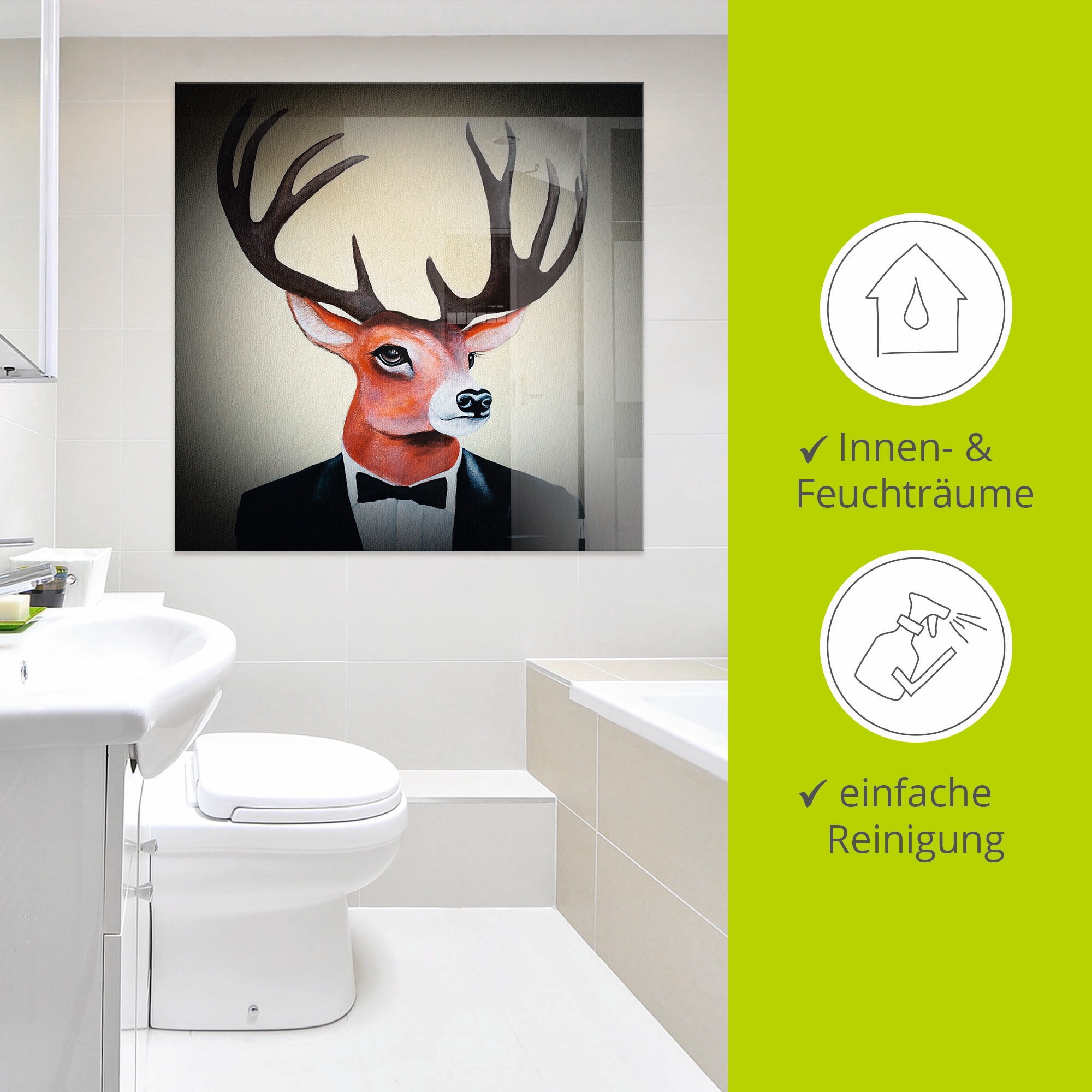 Artland Glasbild »Undercover Hirsch«, Humor, (1 St.), in verschiedenen Größen