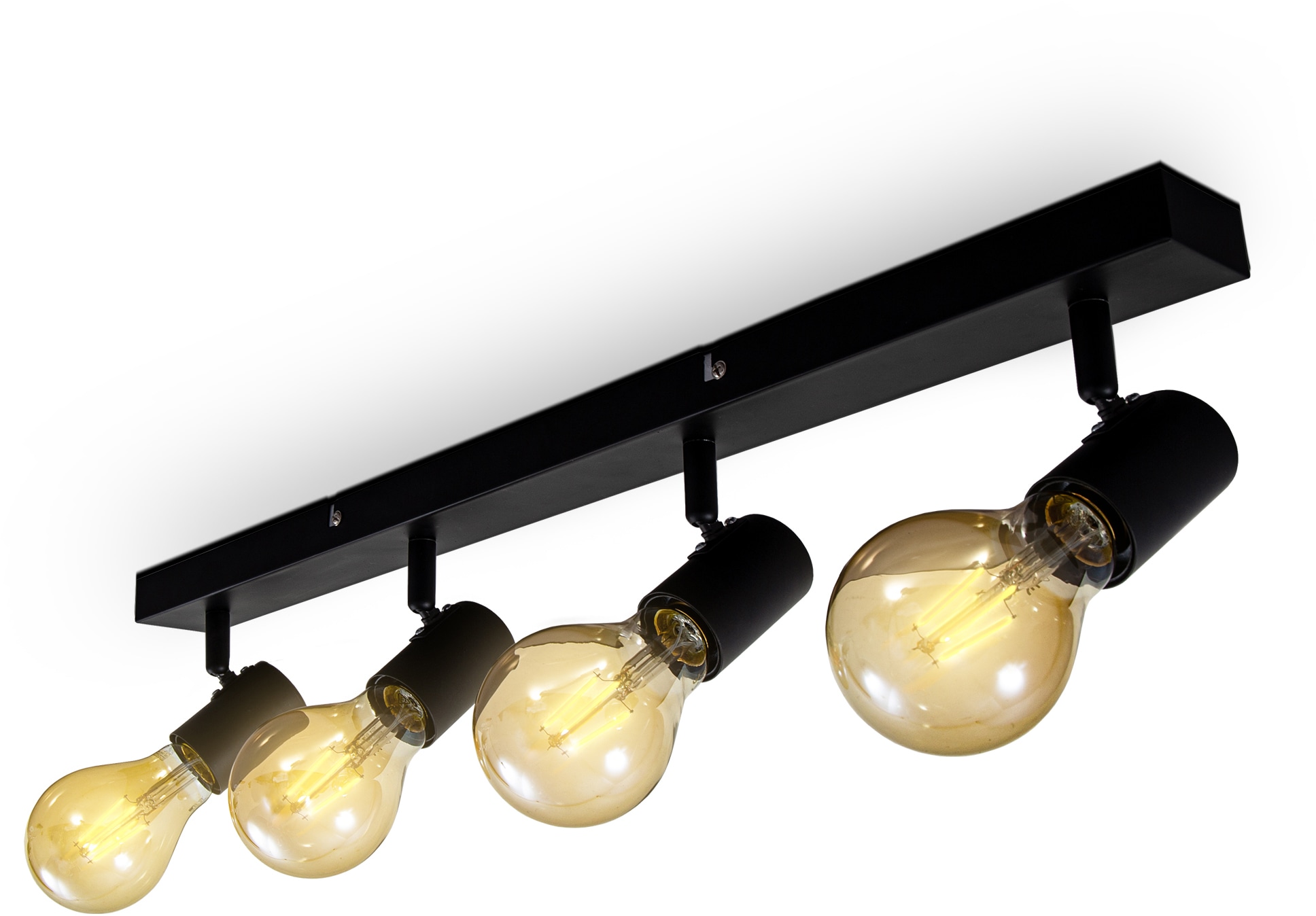 B.K.Licht LED Deckenspots, 4 flammig, Leuchtmittel E27 | ohne Leuchtmittel, LED Vintage Deckenlampe Retro Deckenleuchte schwarz Industrie E27