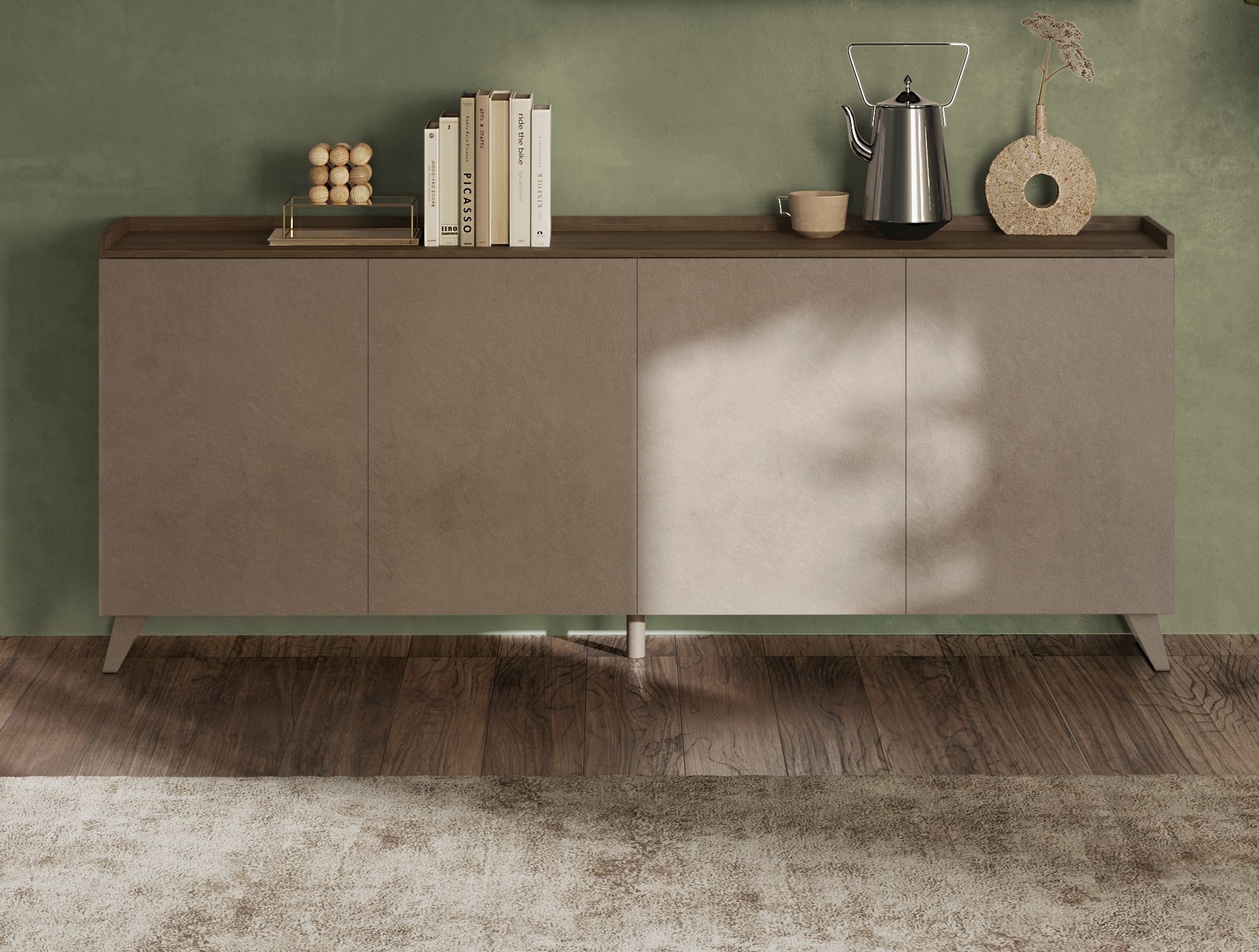 Home affaire Sideboard »Tray, Breite 241, Kommode mit 4 Türen« "Tablet", Push-to-open Funktion