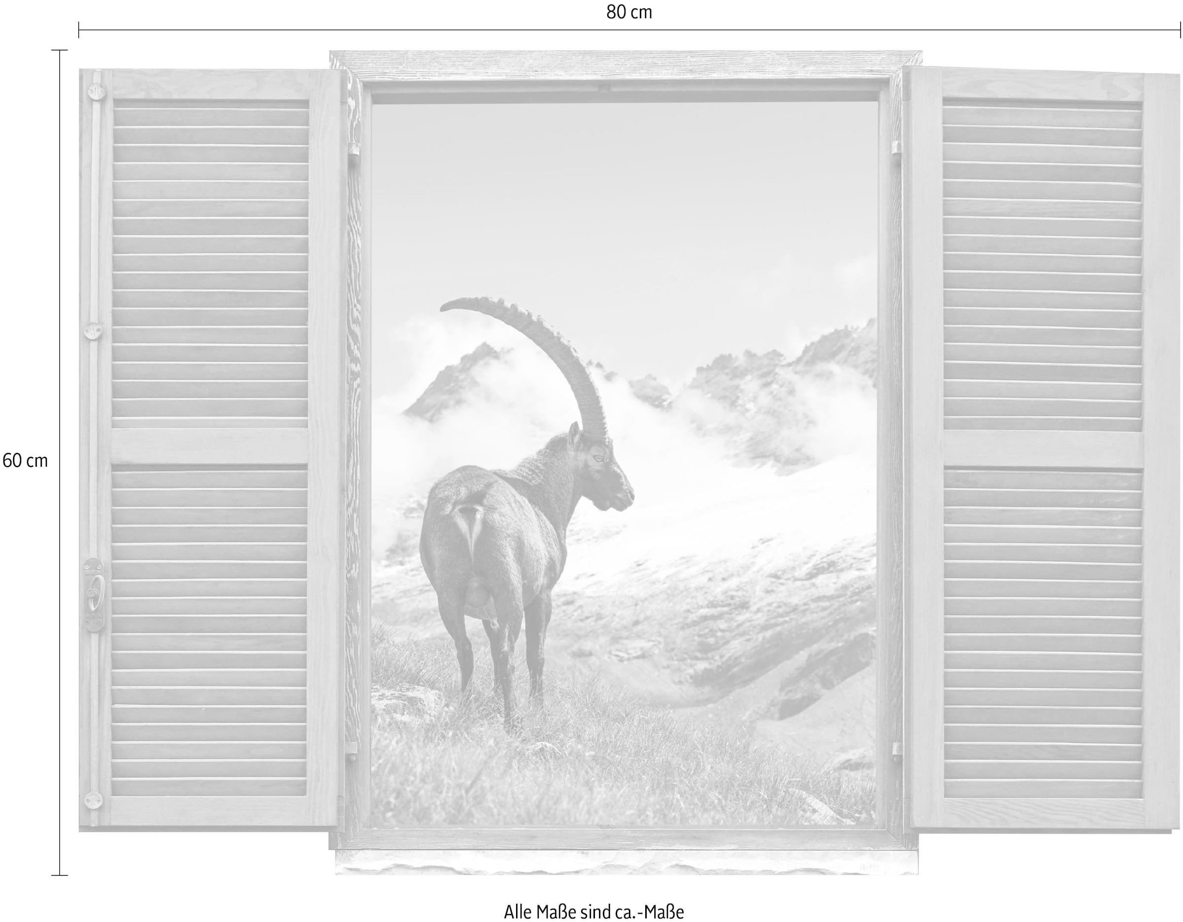 queence Wandtattoo »Steinbock«, (1 St.), Wandsticker, Wandbild, selbstklebend, 3D, Fenster