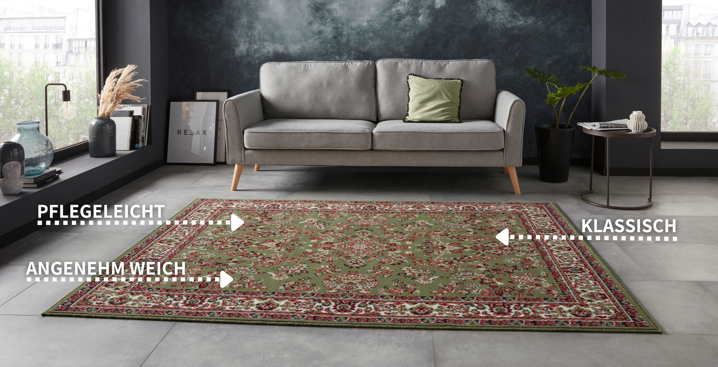 HANSE Home Teppich »Halton«, rechteckig, 8 mm Höhe, Kurzflor, Orient-Optik, mit Bordüre, Läufer, pflegeleicht, gekettelt