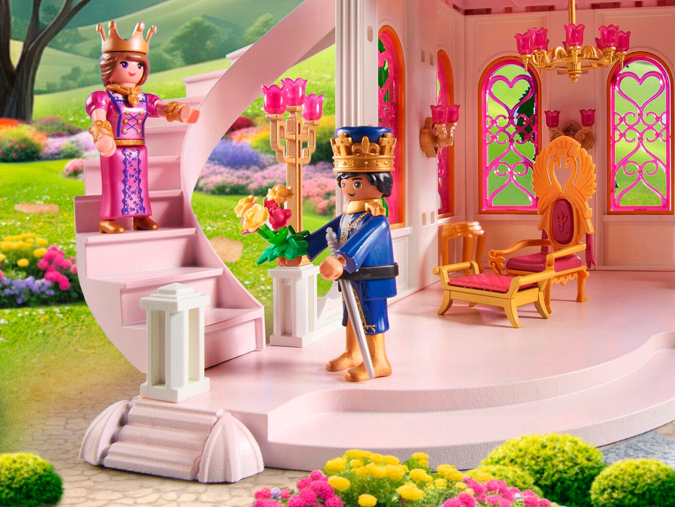 Playmobil® Konstruktions-Spielset »Prinzessinnenschloss mit Königspaar (71845), Playmobil Princess Magic«, (422 St.), Made in Germany