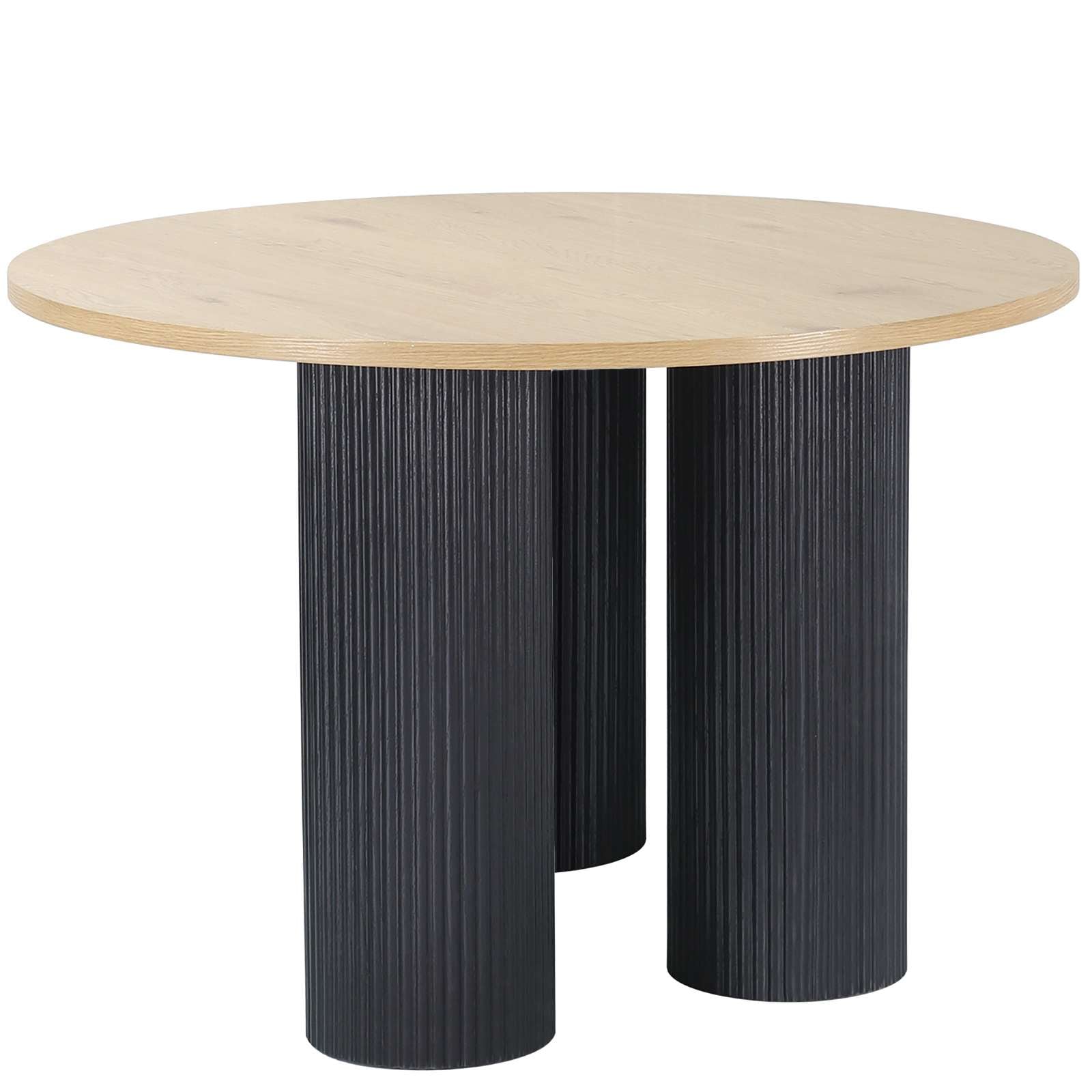 OTTO home Esstisch "Mandan" rund, 110x110 cm, 25 cm runde Beine mit Rillenstruktur, Höhe 76 cm
