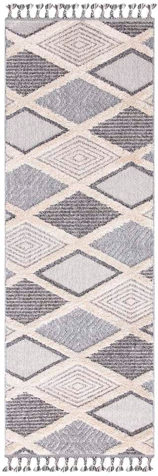 Carpet City Hochflor-Teppich »Valencia 731«, rechteckig, 20 mm Höhe, Läufer, Boho-Stil, 3D-Effekt, Raute, Hoch-Tief-Struktur, mit Fransen