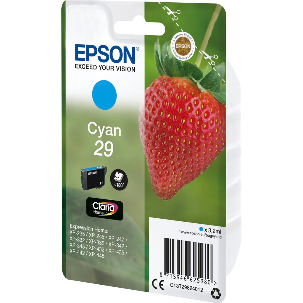 Epson Tintenpatrone »29«, original Druckerpatrone C13T29824012 cyan T2982