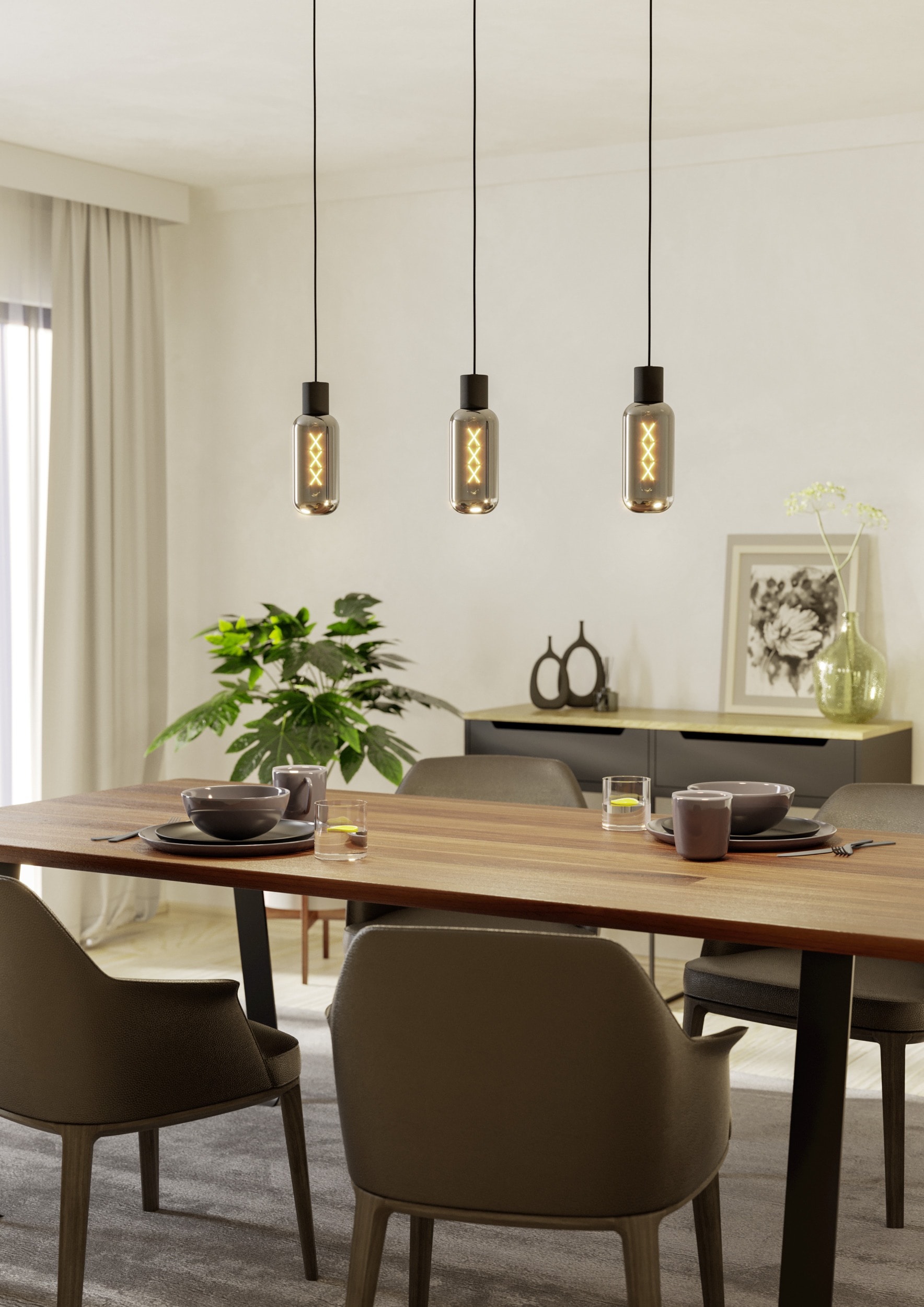 EGLO Hängeleuchte »MAIONE Pendellampe - Stahl - E27 - 3X4W - IP20« E27 1 Stk. Hängelampe, Deckenlampe, Wohnzimmer, Esszimmer, L77 x B9 x H110 cm