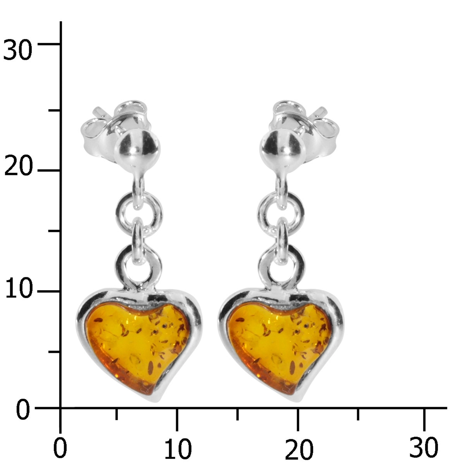 OSTSEE-SCHMUCK Paar Ohrhänger »- Herz - Silber 925/000 - Bernstein«