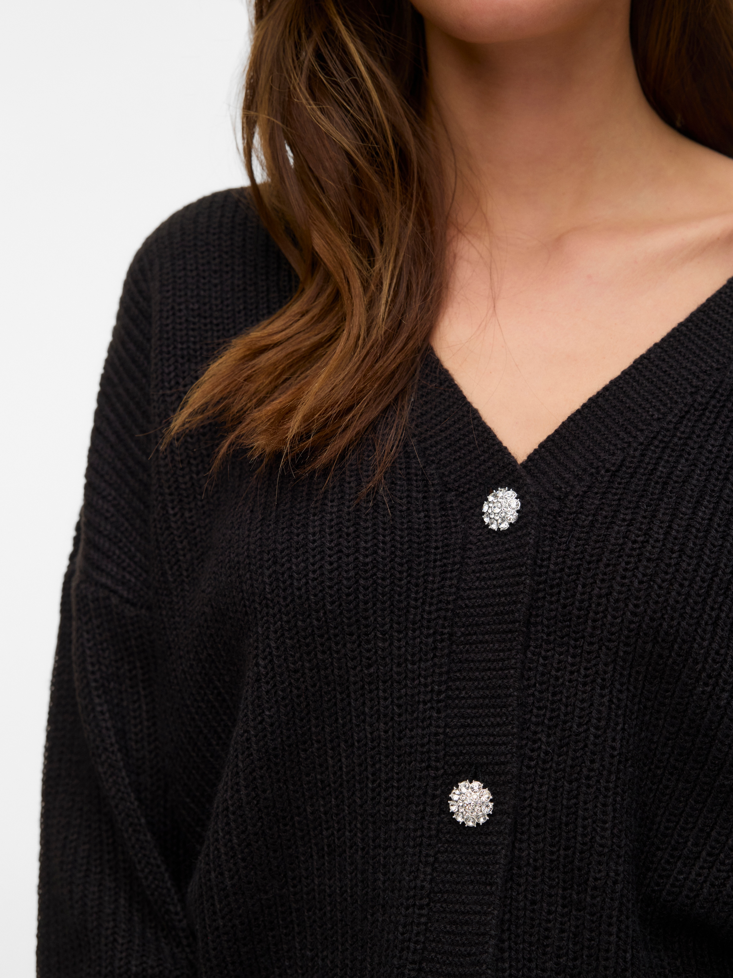 Vero Moda Strickjacke »VMLEALIGHT LS V-NECK JEWEL CARDIGAN NOOS« Kunstfaser, regular fit