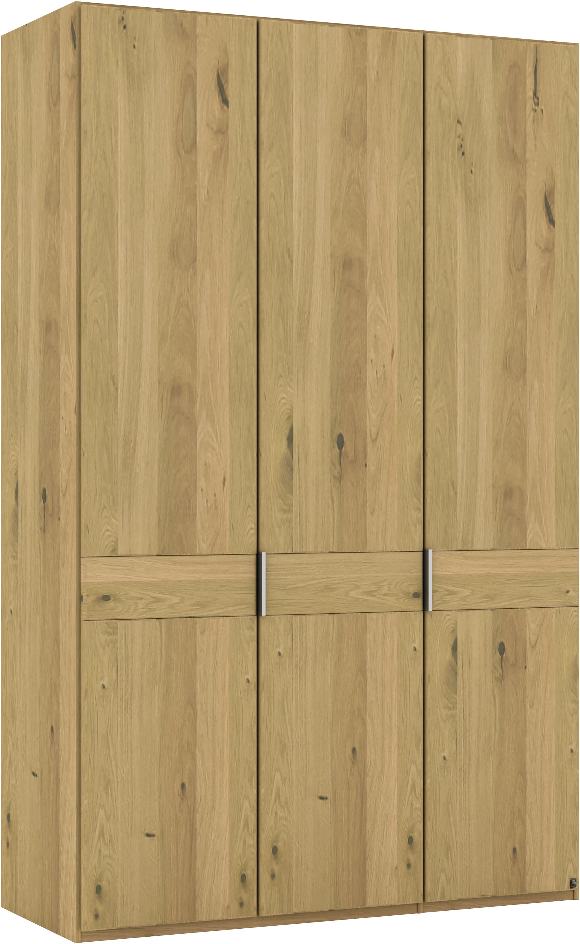 Musterring Drehtürenschrank »Savona, Kleiderschrank, Schrank, Garderobe, teilmassiv Eiche«, (mit Türdämpfern, in 5 Breiten & 2 Höhen, extra Böden, MADE IN GERMANY), Türen in Bianco-Eiche massiv, mit Querriegel, verschiedene Größen