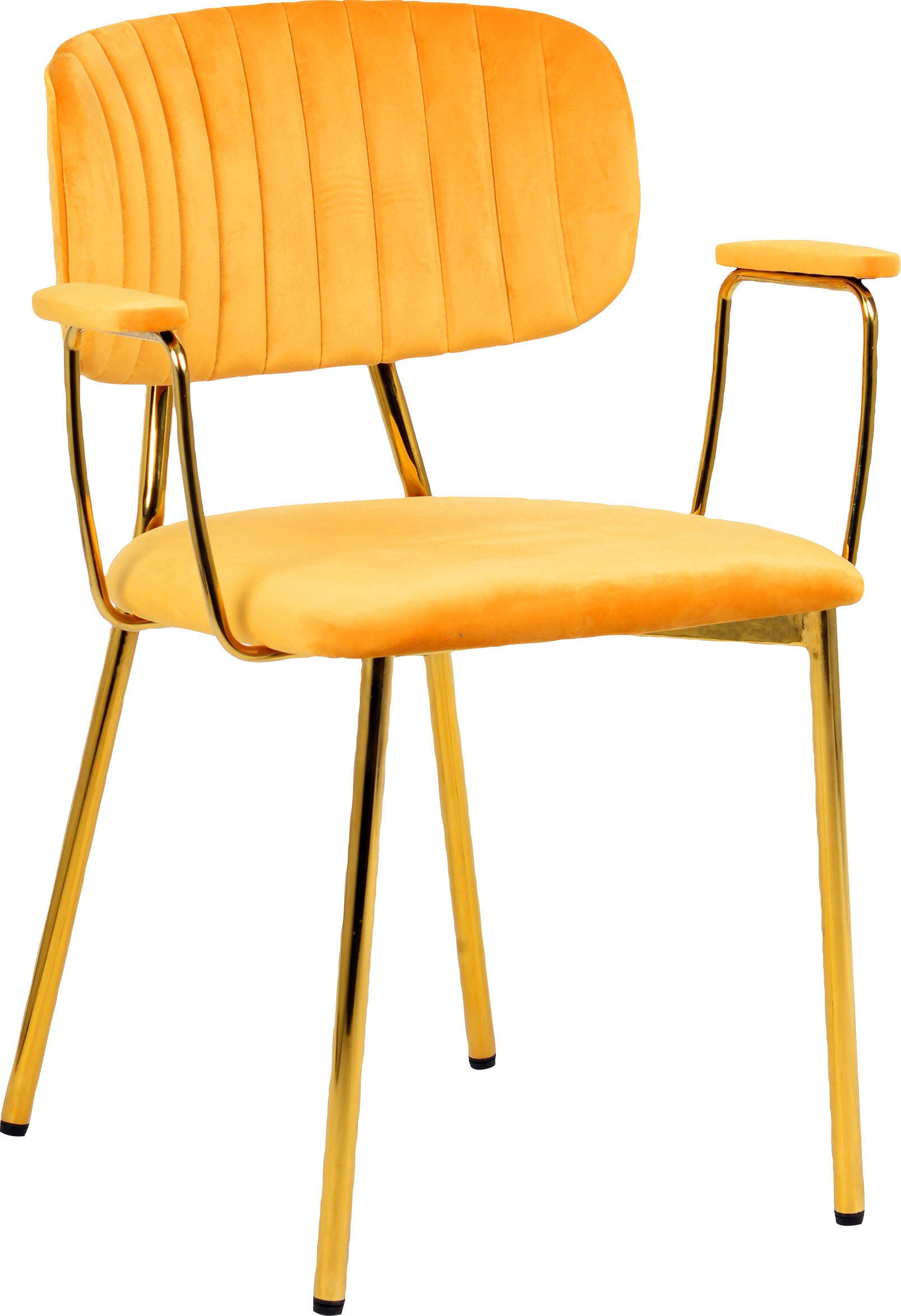Kayoom 4-Fußstuhl »Stuhl Kian 225 2er-Set, Gestell aus Edelstahl, Rückenpolster«, (Set), 2 St., Stoffbezug, samtweicher Bezug Rückenpolster ist ein Hingucker