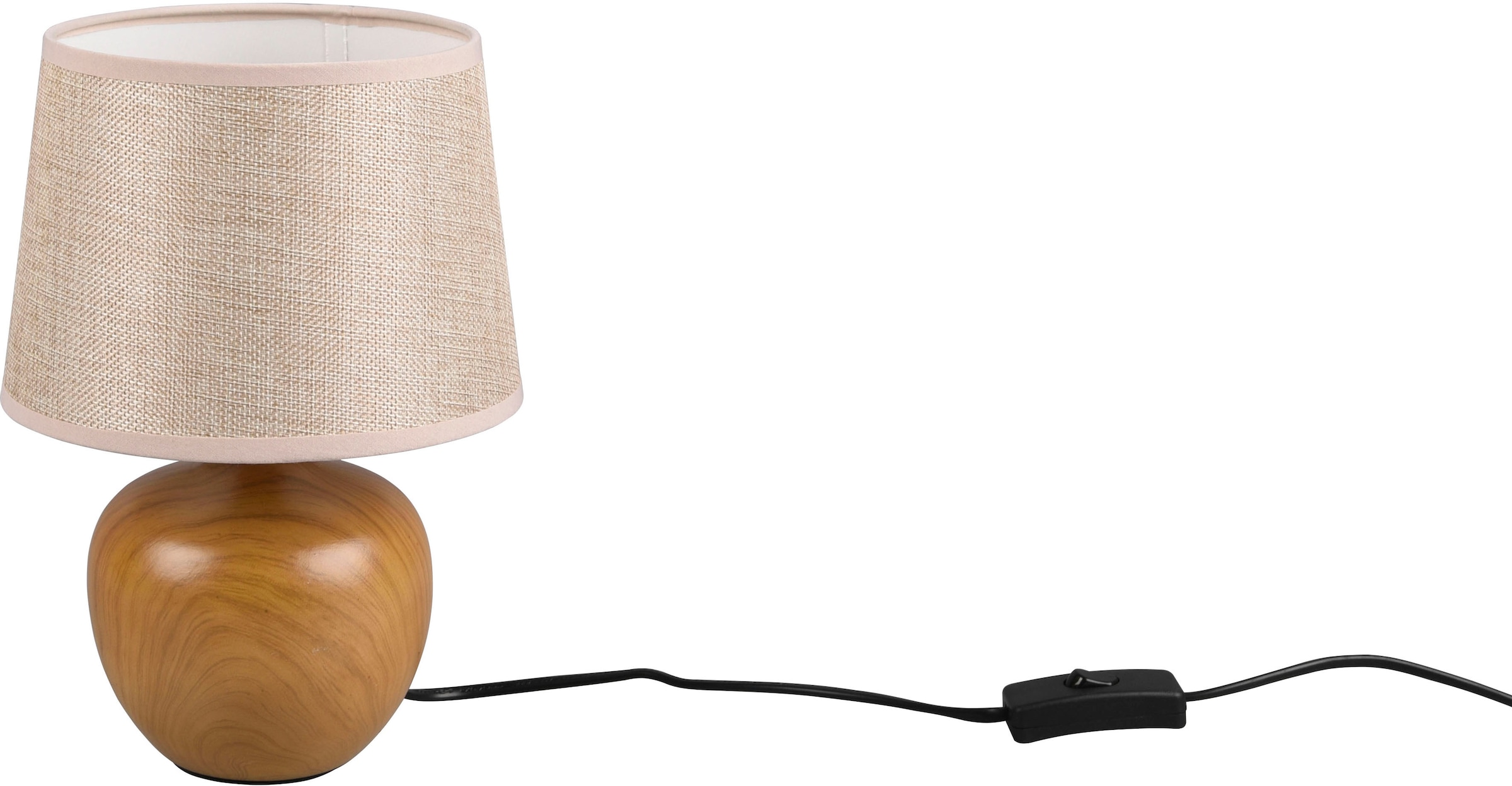 TRIO Leuchten Schreibtischlampe »Luxor«, Keramik Tischleuchte in Holzoptik, mit Stoffschirm, für Leuchtmittel 1 x E14