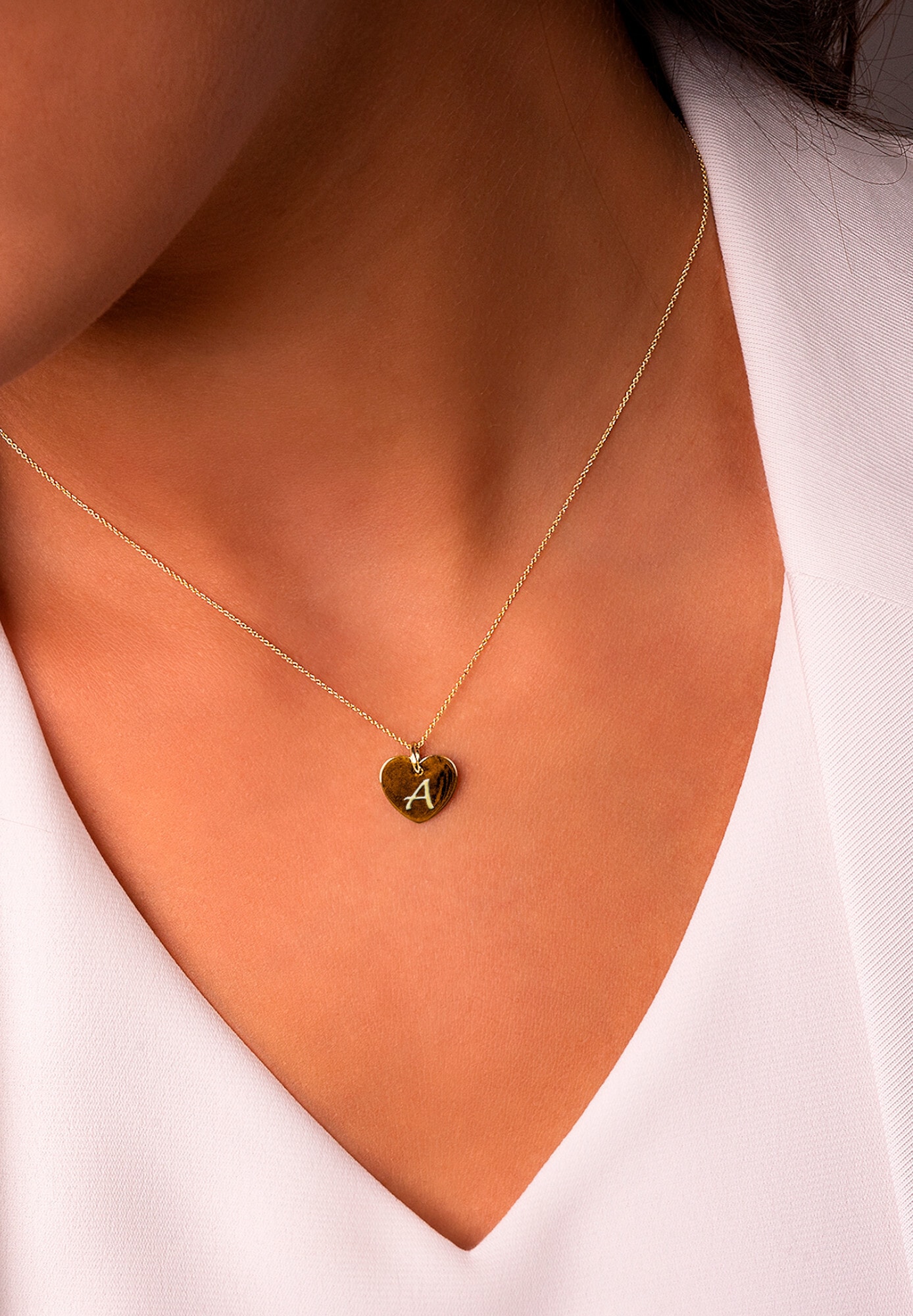 ONE ELEMENT Kettenanhänger »Herz mit Gravur A Buchstaben Anhänger aus 333 Gelbgold« ()  Buchstaben