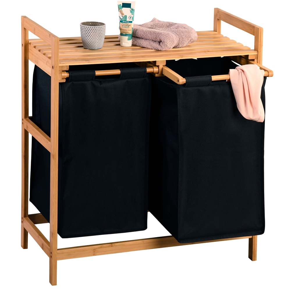 KESPER® Wäschesortierer »Wäschesammler, Bambus, FSC« mit 2 Auffangtaschen für Wäsche