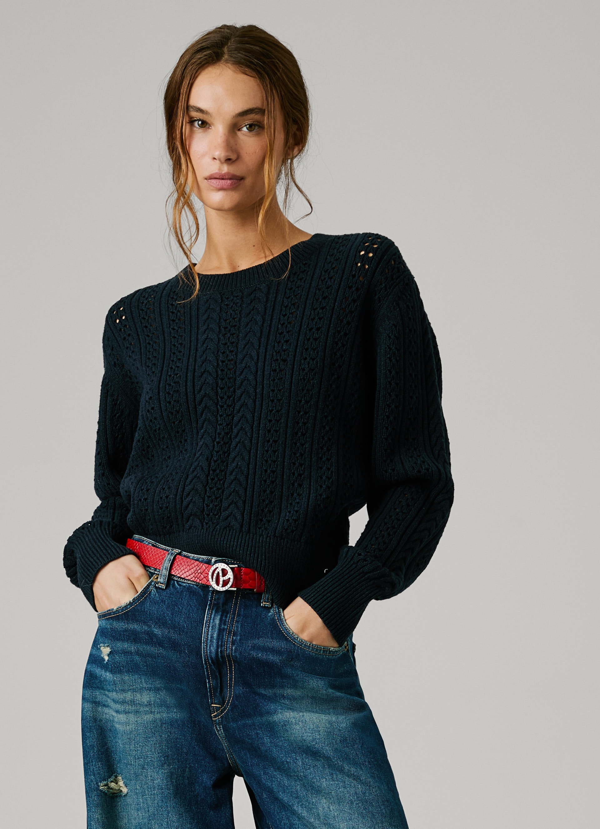 Pepe Jeans Strickpullover »CANDIDE«, mit Lochmuster