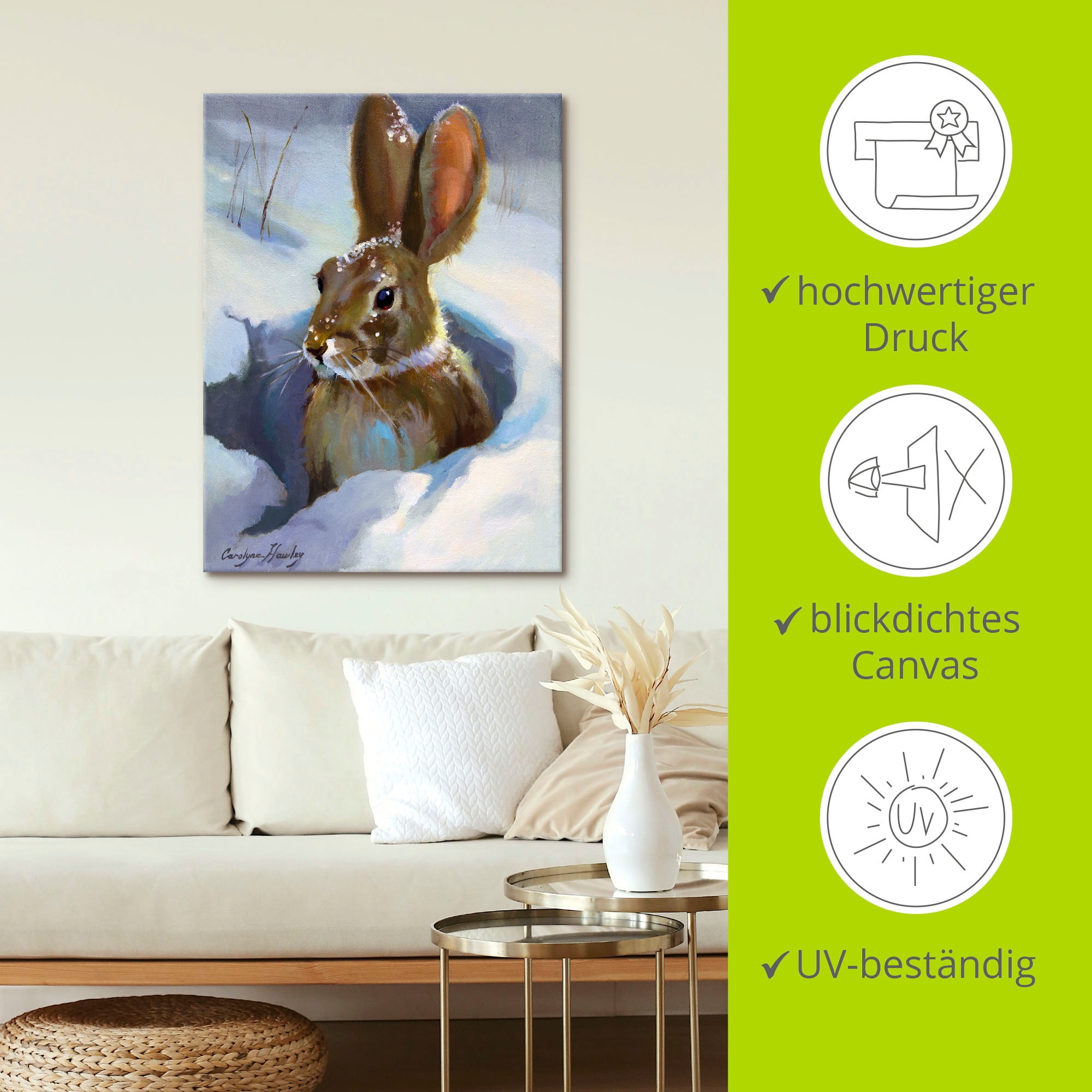 Artland Wandbild »Schneehase« Wildtiere 1 Stk. tlg. als Leinwandbild, Poster in verschied. Größen
