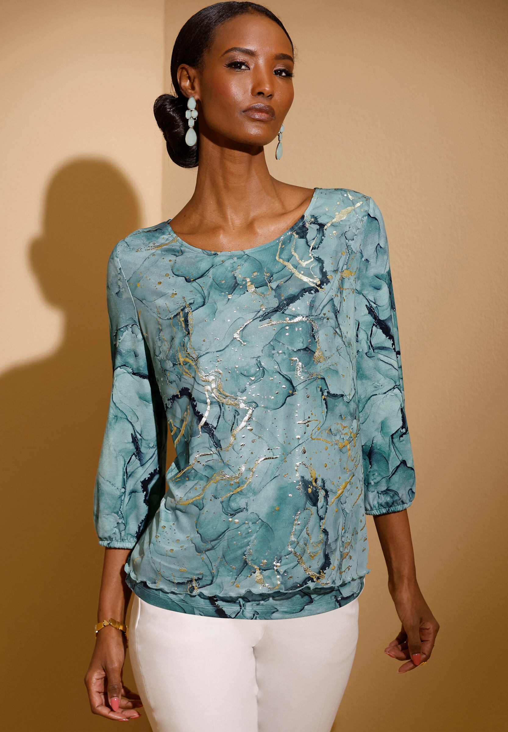 creation L T-Shirt »Mesh-Shirt 3/4-Arm-Shirt in Mesh-Qualität«
