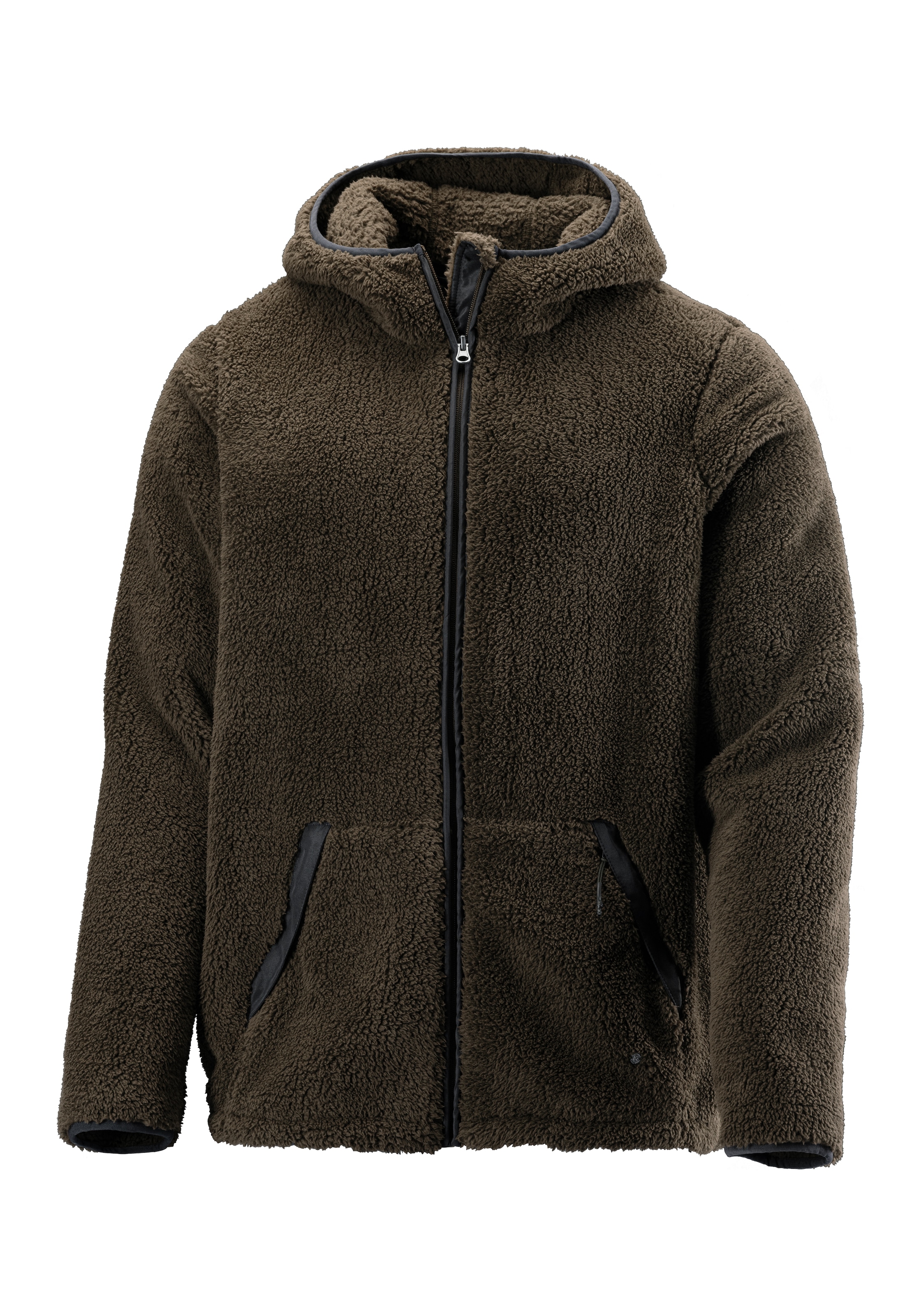 John Devin Kapuzenstrickjacke, in weichem Teddyfleece