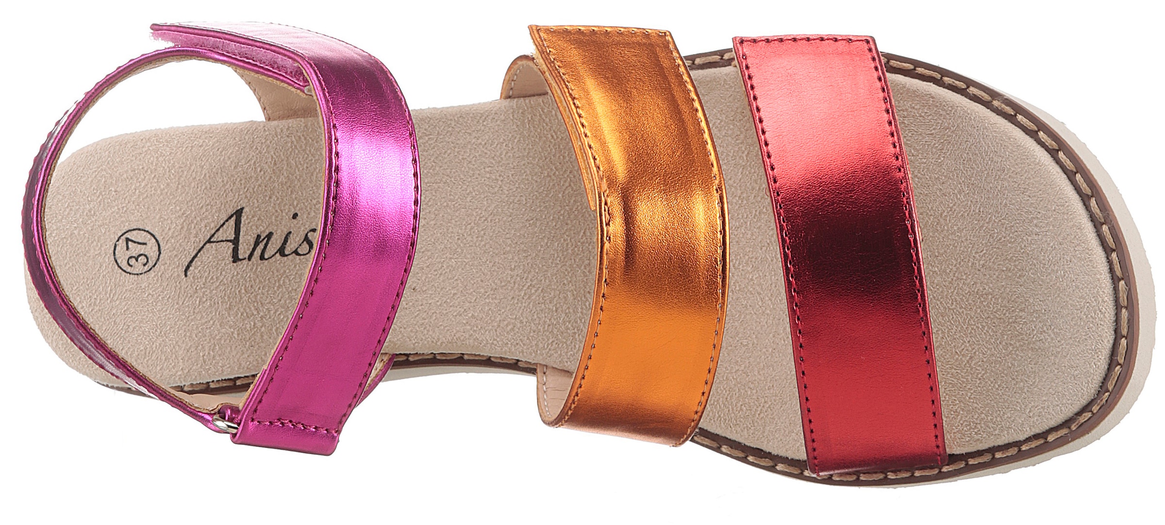 Aniston SHOES Keilsandalette  , Sandale, Sommerschuh, Klettschuh, Metallic-Optik - NEUE KOLLEKTION