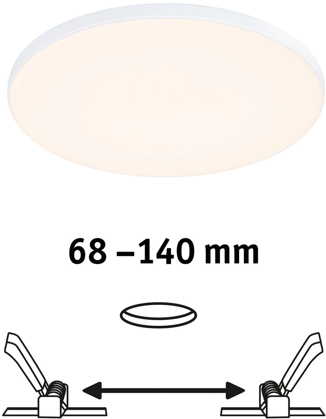 Paulmann LED Einbauleuchte »Veluna VariFit Edge IP44 rund 160mm 1100lm 3000K Weiß dimmbar«, 1 flammig, LED Einbaupanel IP44 rund 160mm 1100lm 3000K Weiß dimmbar