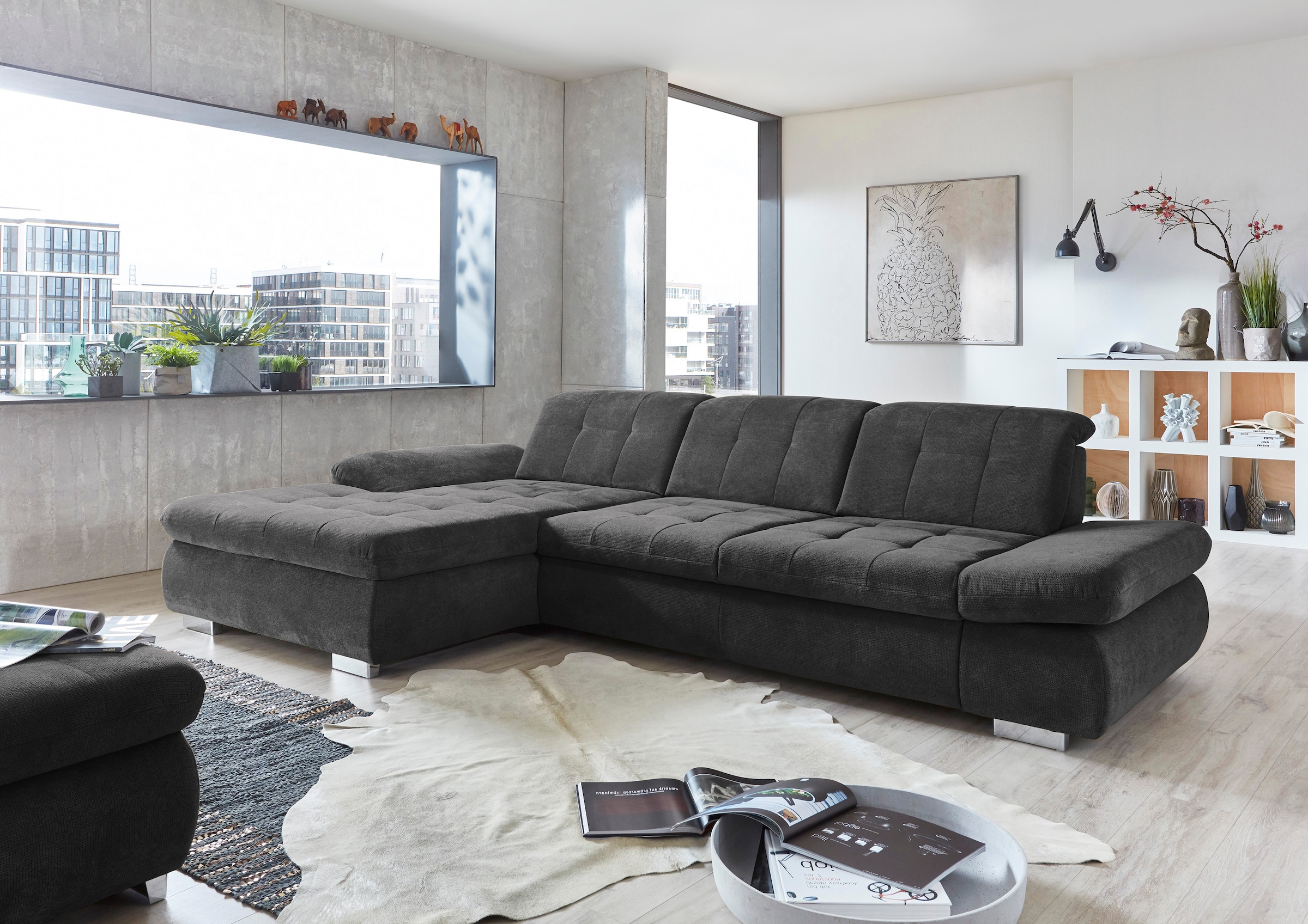 Die PlanBar Ecksofa »MP-IN17004 L-Form, Breite 331 cm, wahlweise weitere Funktionen« Federkern-Polsterung, inkl. Sitztiefenverstellung