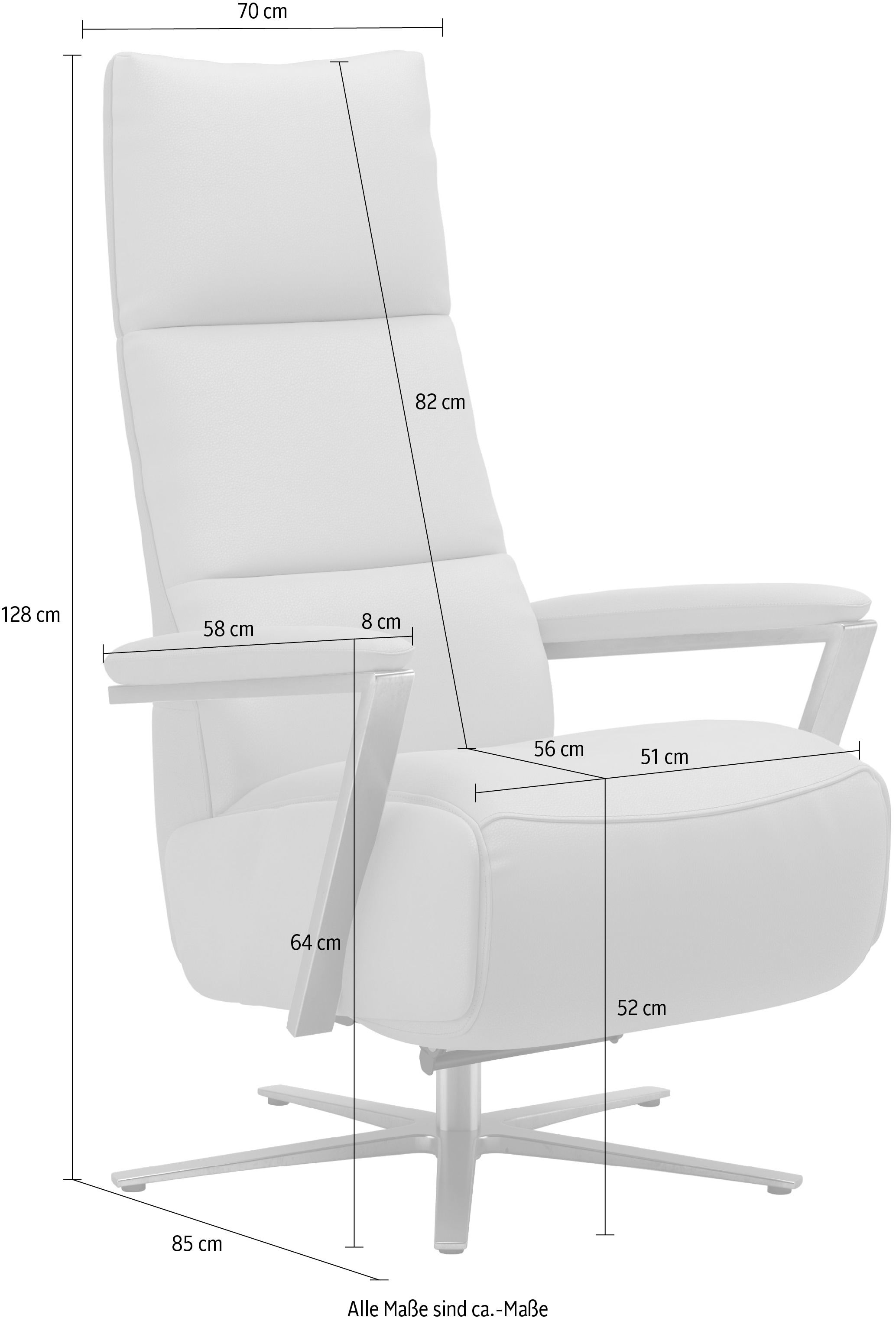 sit&more »Vario Comfort, inkl. Kopfteilverstellung & 360° Drehfunktion« mit Gasdruck, Höhe der Armlehnen 64cm