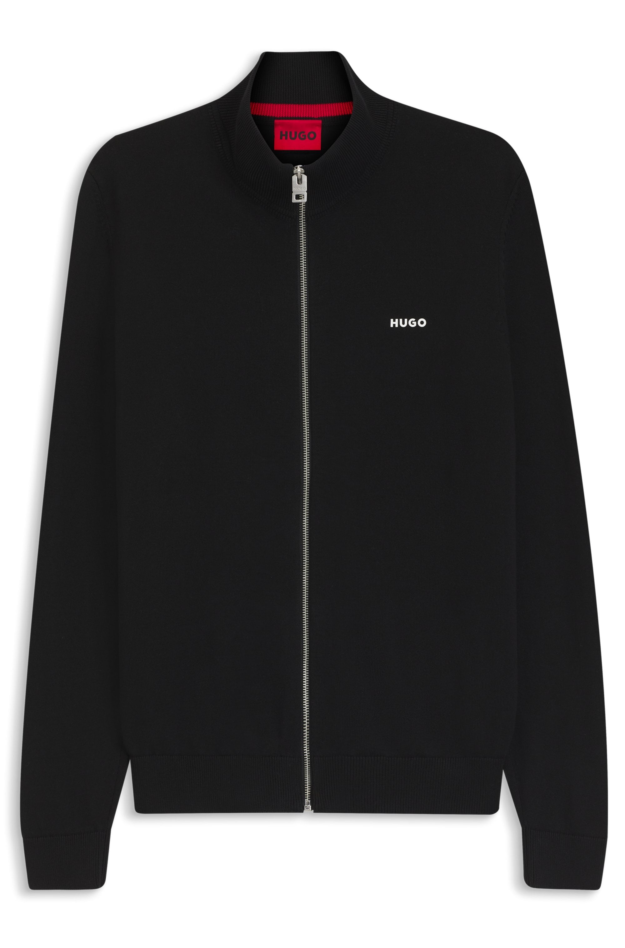 HUGO Strickjacke »San Jacomo-C« Stehkragen, Slim Fit, Feinstrick aus Baumwolle
