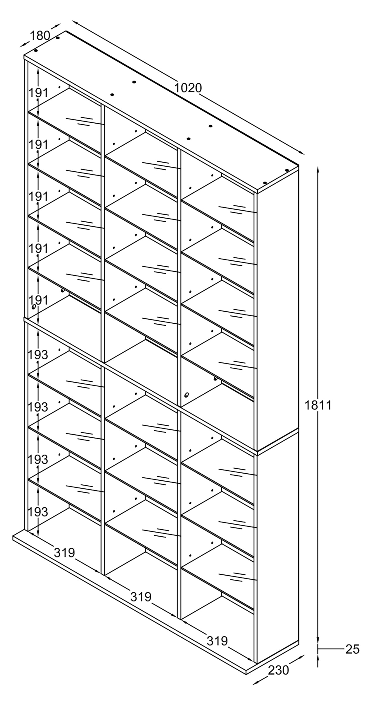 VCM Standregal »Holz CD DVD Standregal Bücherregal Regal Zilas XL« 1 Stk. tlg.