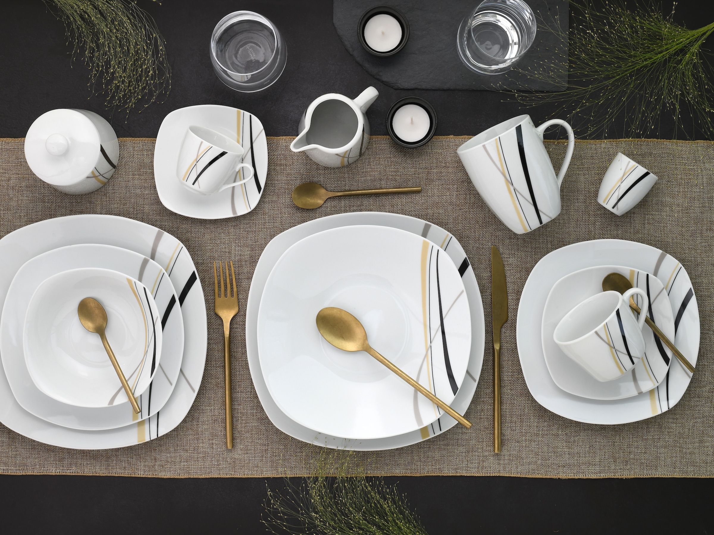 CreaTable Kombiservice »Square City Line, Kombi-Service 62-tlg« Moderner Urban Style