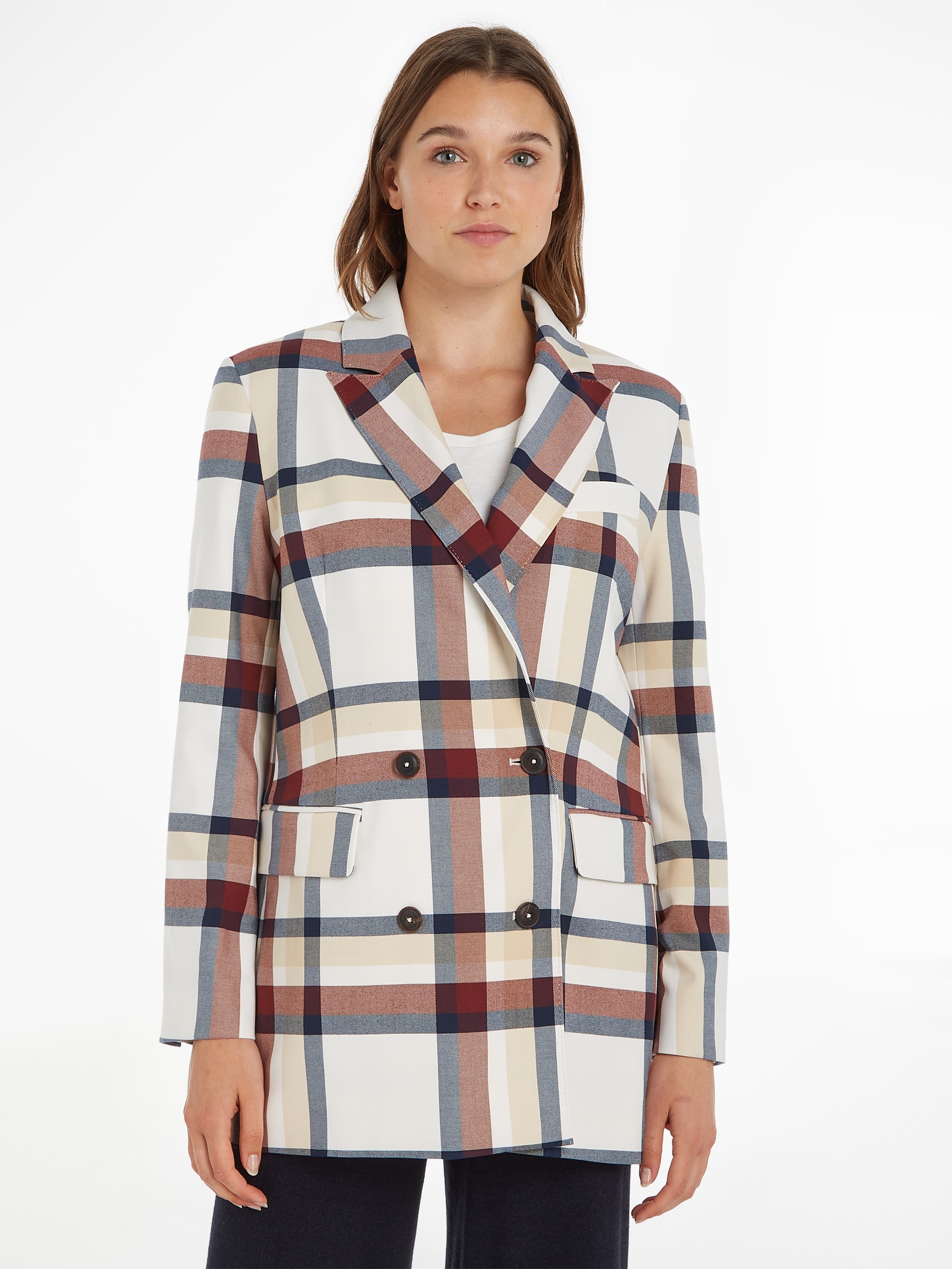 Longblazer »GLOBAL STRIPE CHECK DB BLAZER«, im modischem, großem Karodessin