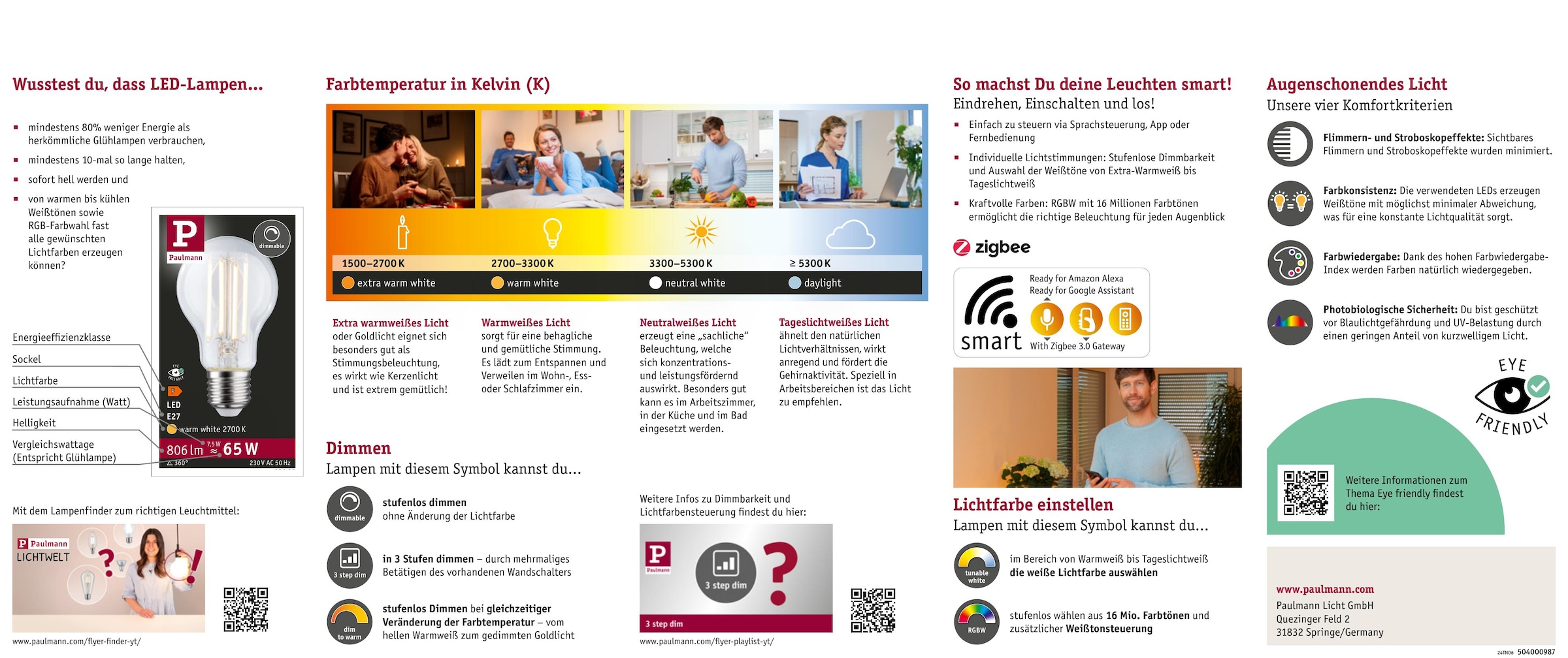 Paulmann LED-Leuchtmittel »3er Set 460lm 7W 4000K 36° 230V RAL9003« 3 Stk. Neutralweiß