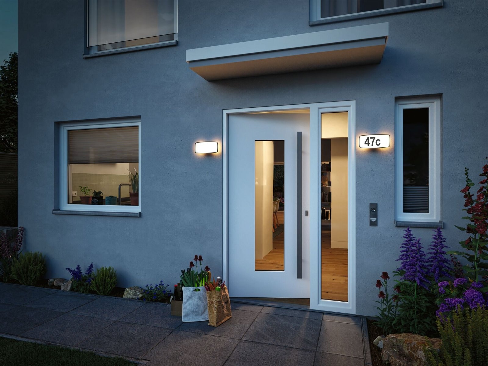 Paulmann LED Außen-Wandleuchte »Hausnummernleuchte IP44276x73mm 6,5W 430lm 230V Anthrazit Kunststoff«, 1 flammig, Smart Home Zigbee 3.0 Dämmerungssensor Tunable Warmwhite
