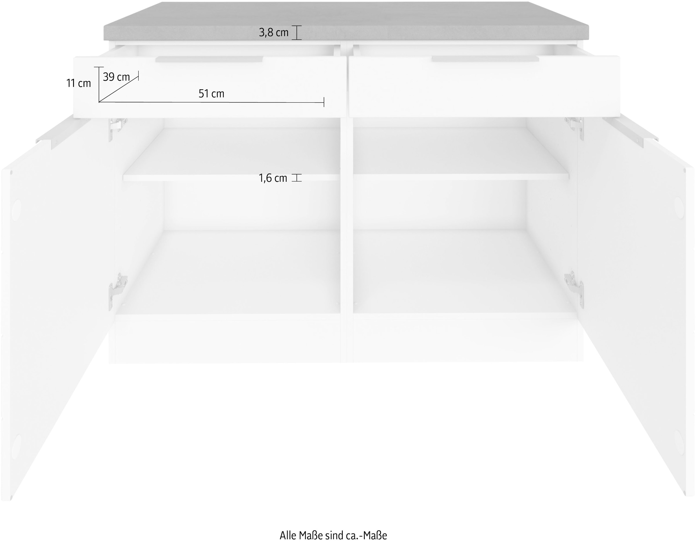 KOCHSTATION Unterschrank »KS-Luhe« 120 cm breit, für viel Stauraum, MDF-Fronten mit waagerechter Lisene