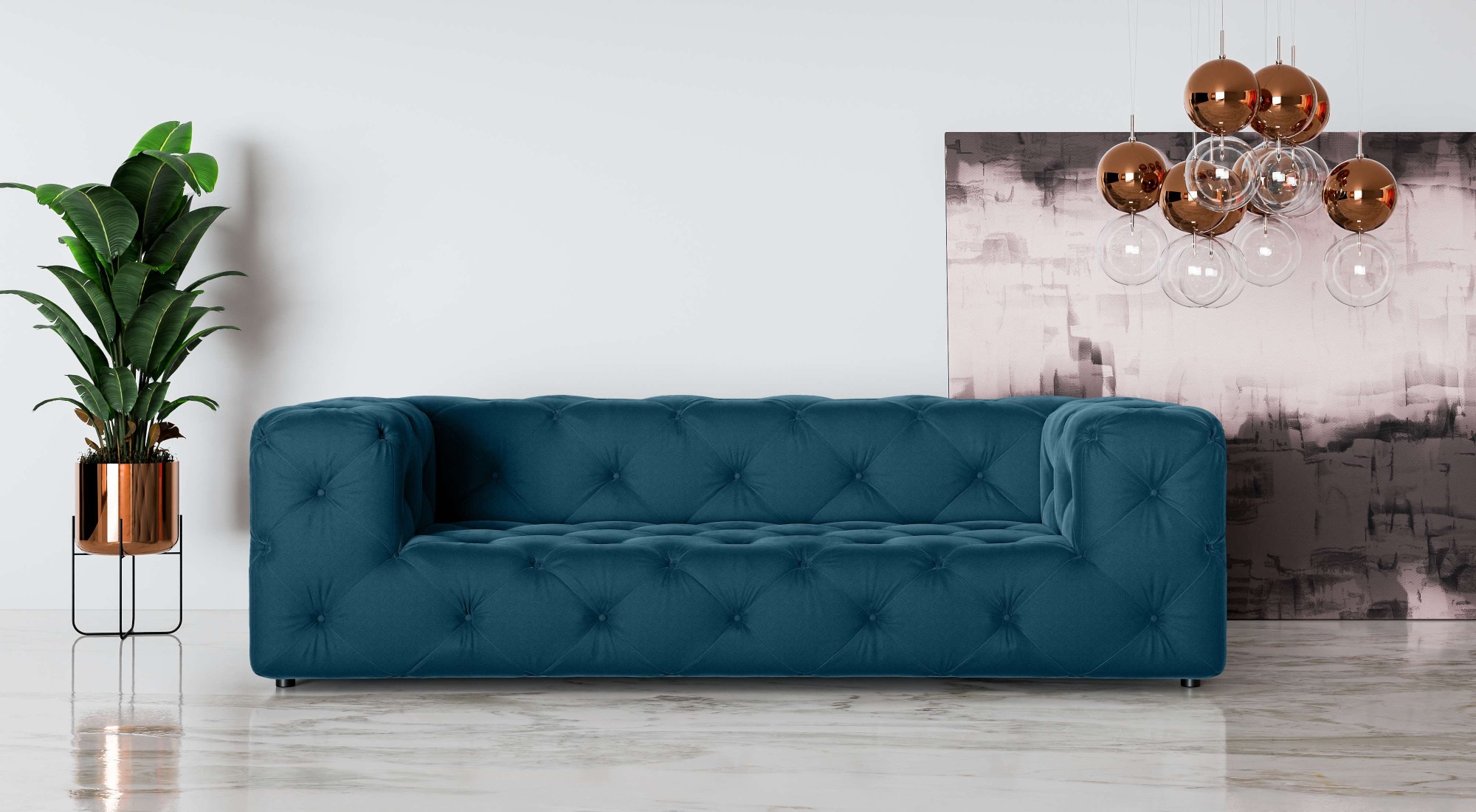 Places of Style 3-Sitzer »FOLLINA«, 3-Sitzer Sofa mit klassischer Chesterfield-Knopfheftung