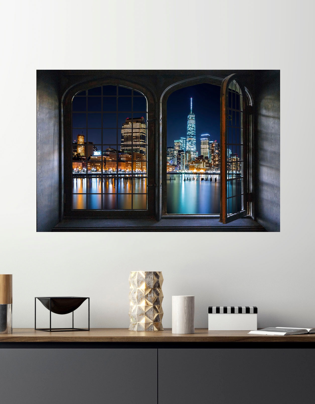 queence Wandsticker »Nacht«, Wandsticker, Wandbild, selbstklebend, 3D, Fenster