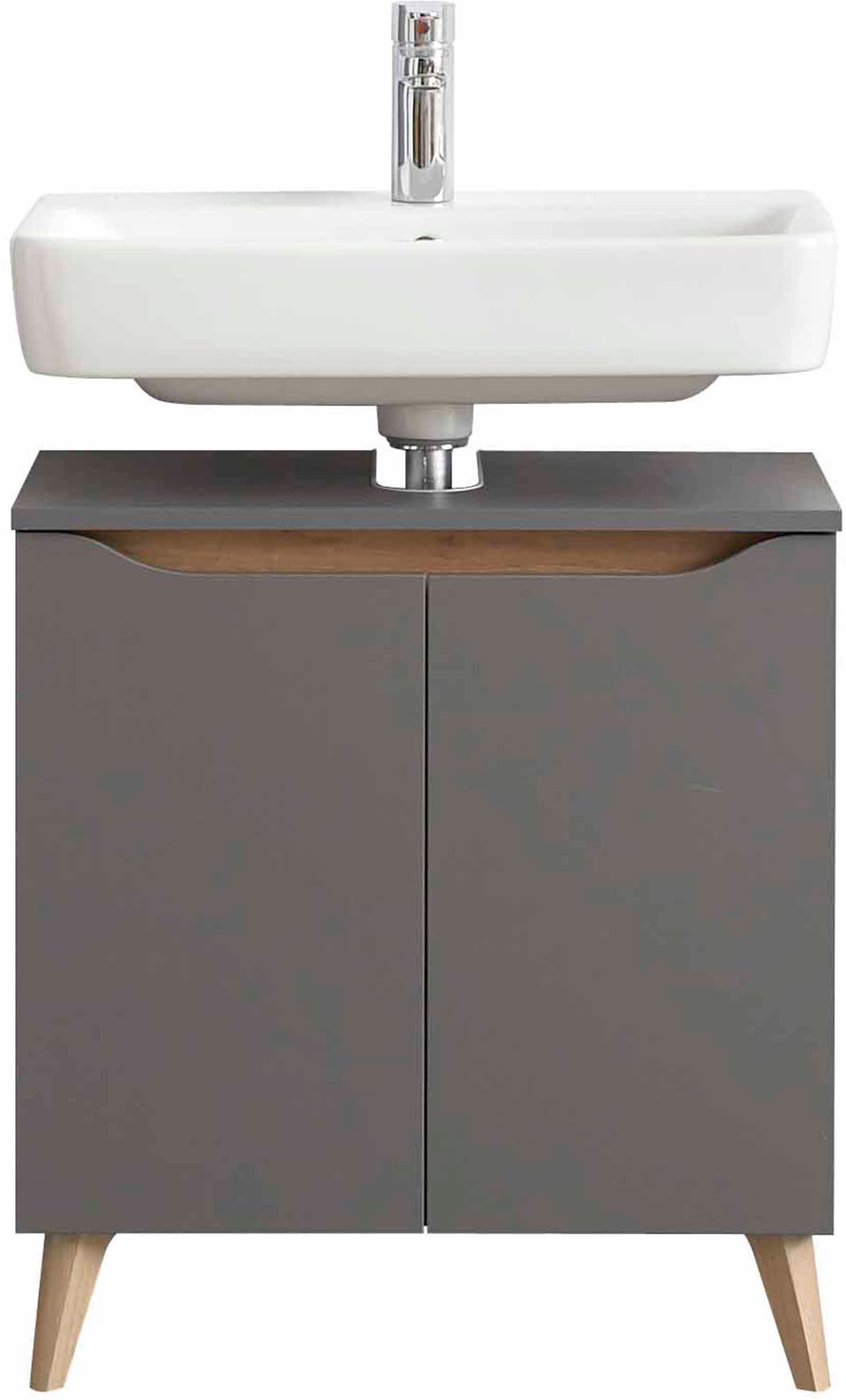 Saphir Badmöbel-Set »Quickset 5-teilig, Waschbeckenunterschrank mit LED-Spiegelschrank«, (5 St.), Hochschrank, Unterschrank, Hängeschrank, inkl. Türdämpfer, 9 Türen