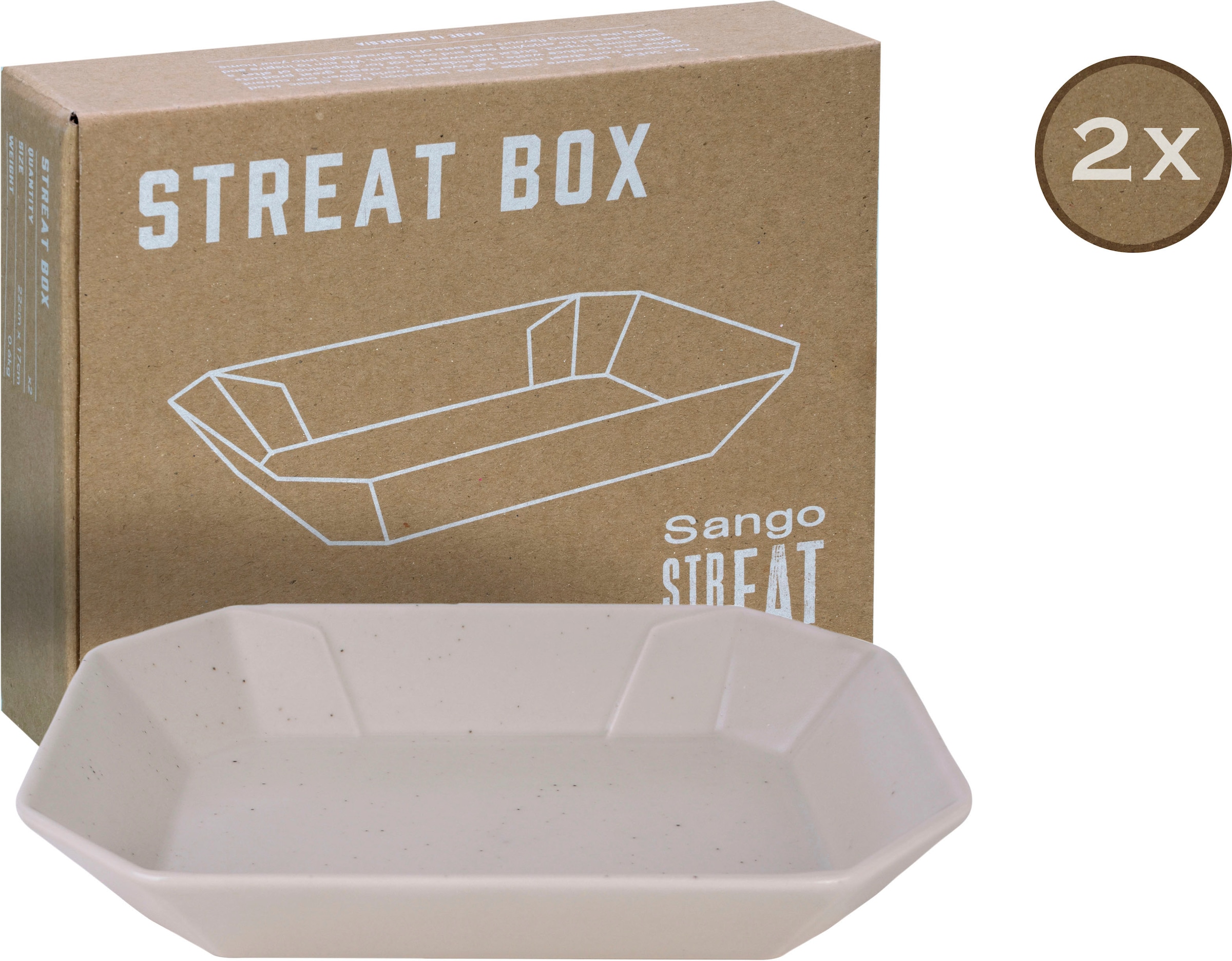 CreaTable Servierschale »Box«, 2 tlg., aus Steinzeug, Snackschale, Topaktueller „Streat Food“ Trend