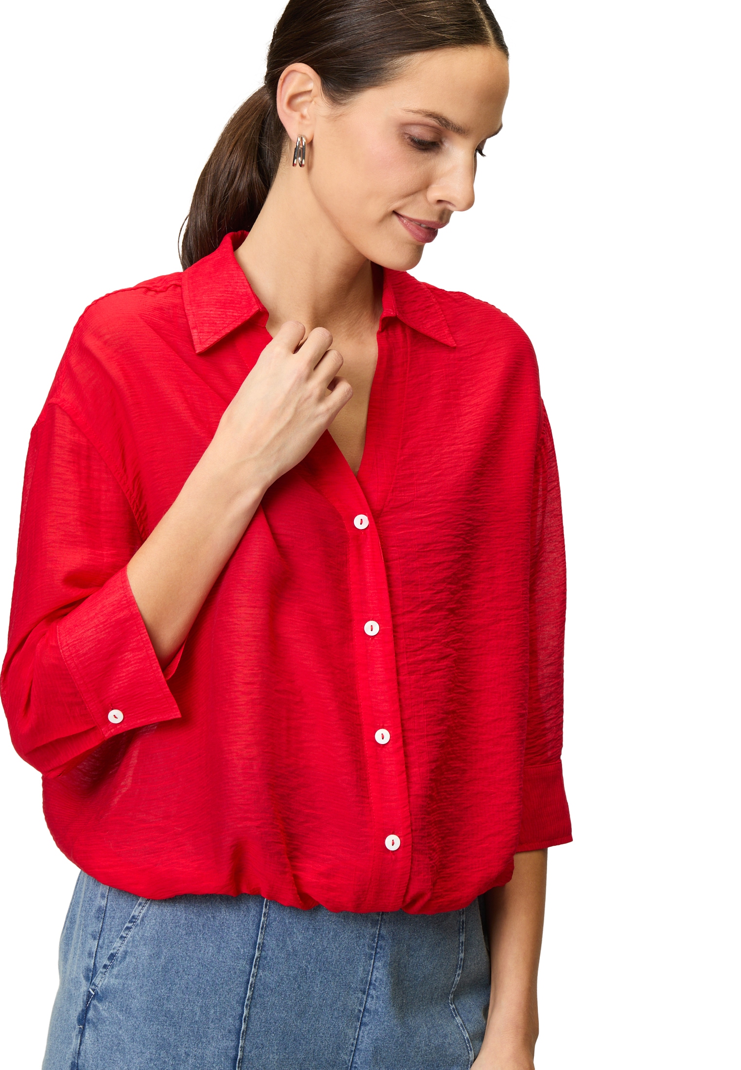Zero Hemdbluse »Hemdbluse mit Knitteroptik«