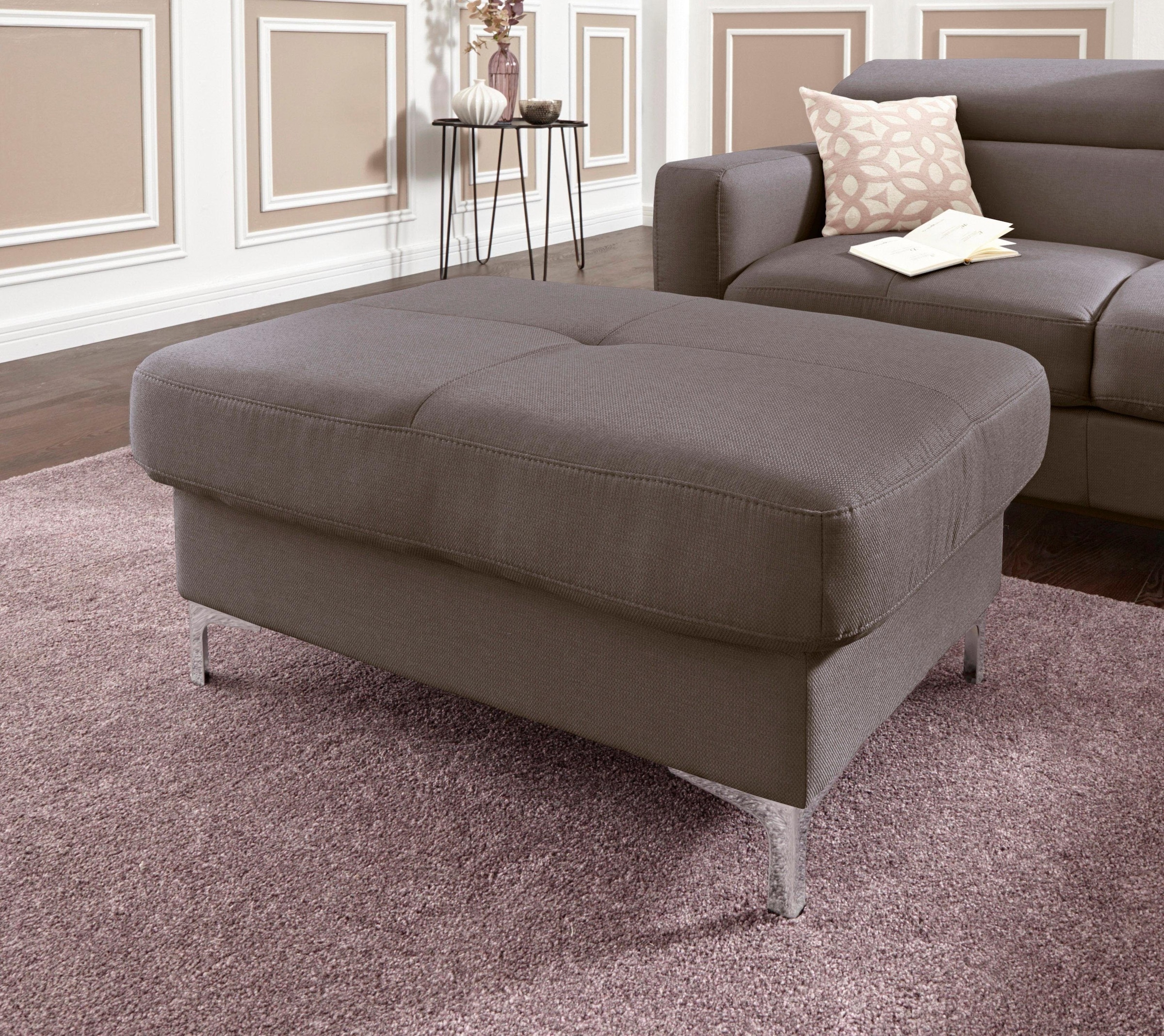 COTTA Polstergarnitur »Sammy L-Form«, (Set), Set bestehend aus: Ecksofa mit Kopfteilverstellung & Hocker