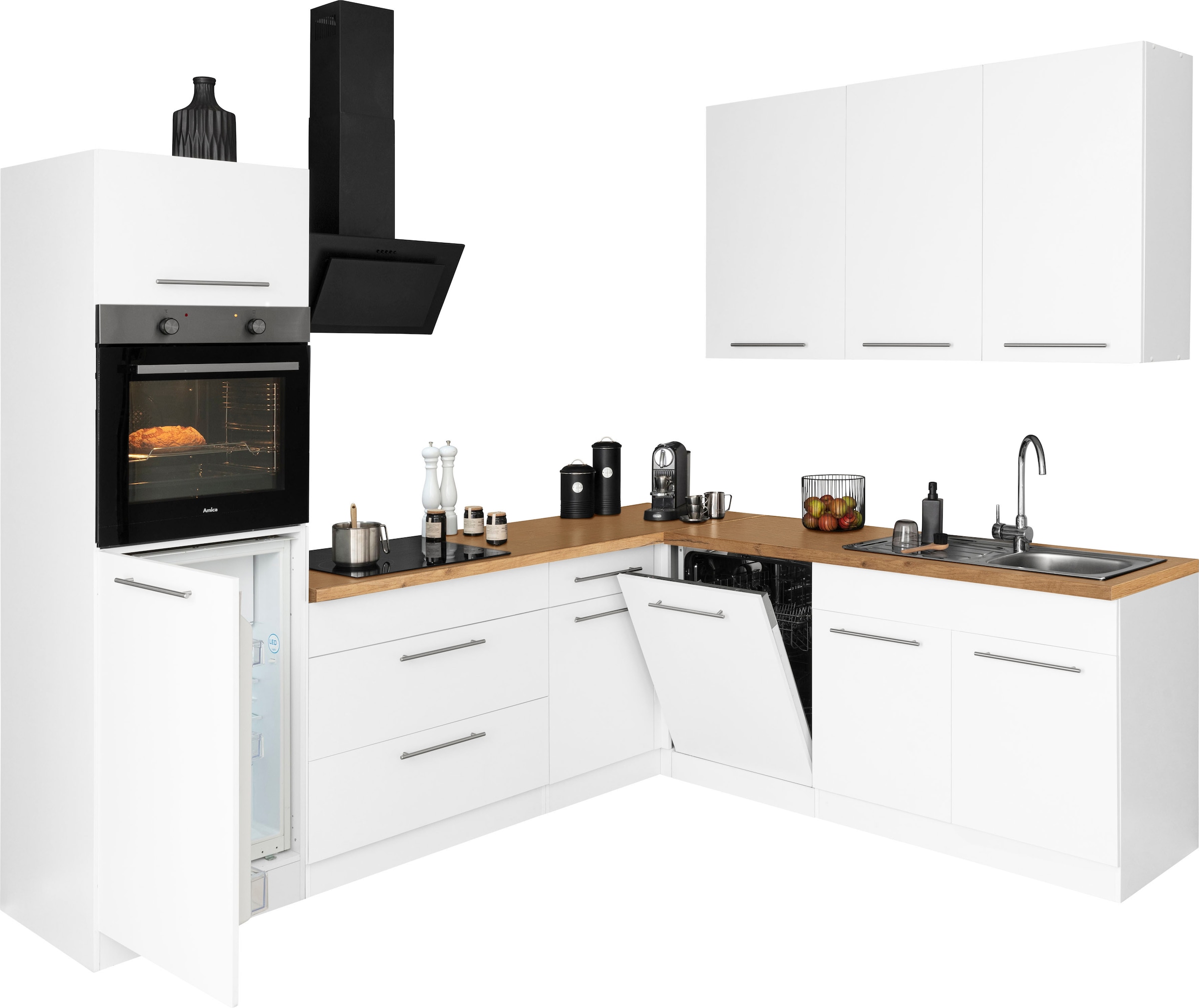 wiho Küchen Winkelküche Stellbreite E-Geräten, Raten 260 »Unna«, mit auf 220 bestellen cm x