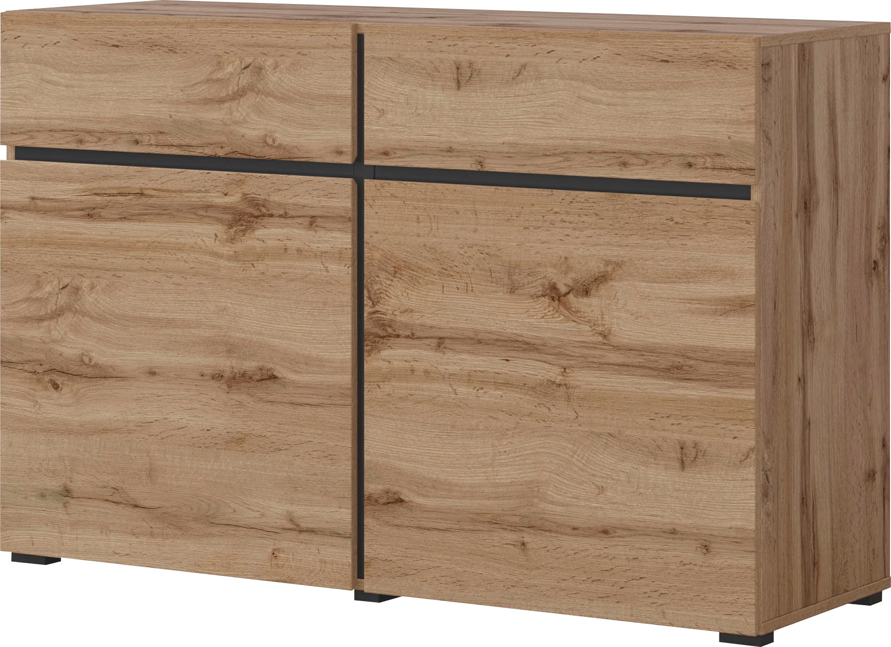 INOSIGN Sideboard »Cross,Breite 119,5 cm, moderne grifflose Kommode,2 Türen/2 Schubkästen«, Schubladenschrank,Anrichte mit viel Stauraum, Einlegeböden verstellbar